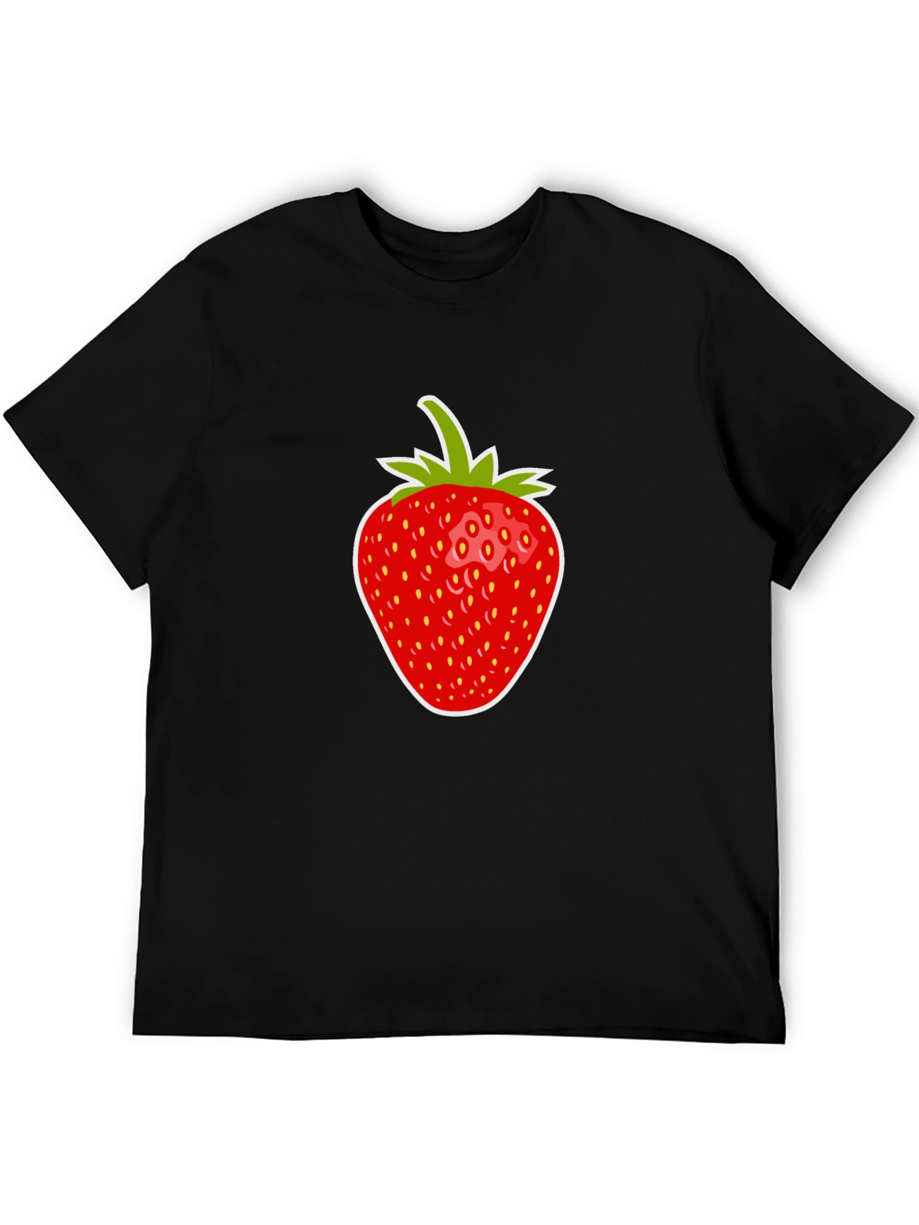 Black Strawberry Graphic Tee - Casual Black T-Shirt view 5