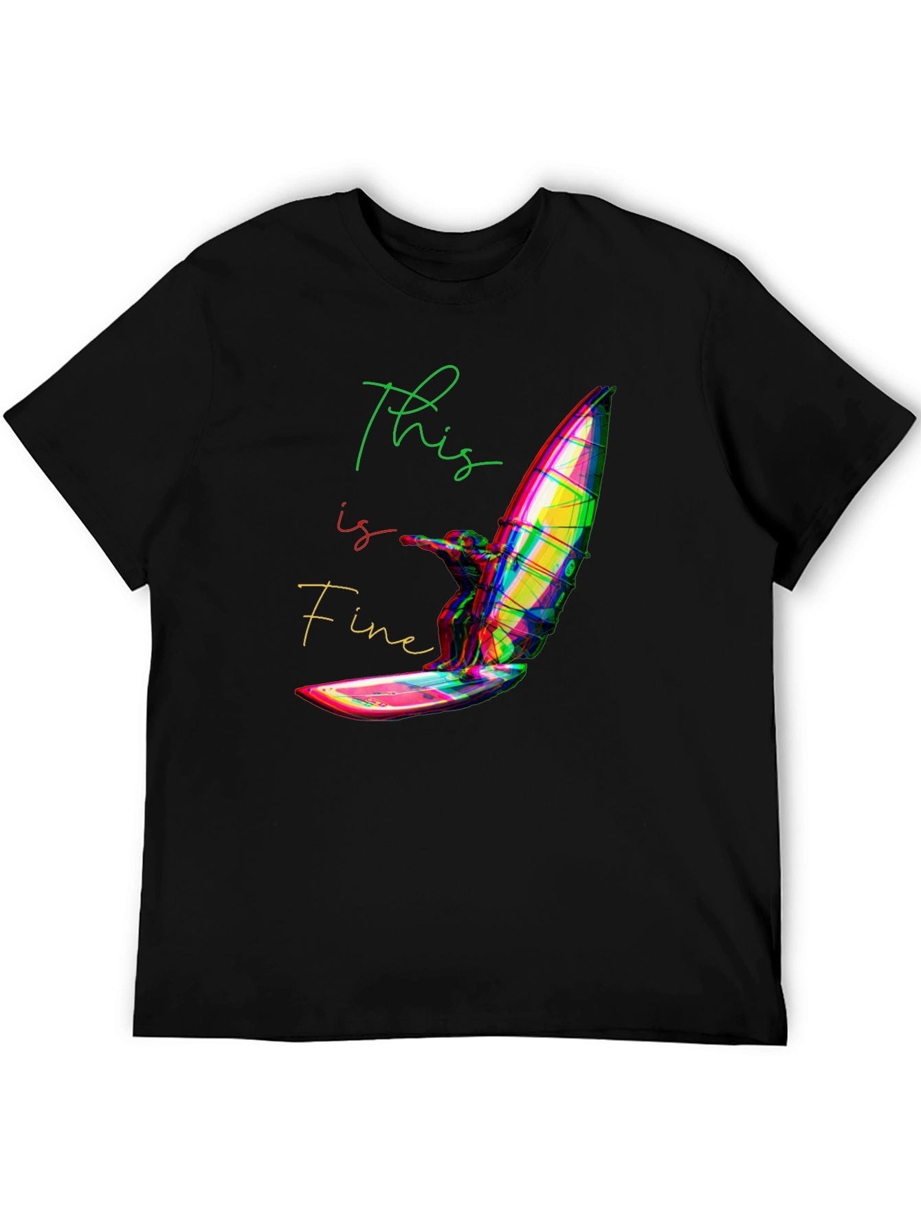 Black This is Fine Windsurfing T-Shirt - Black view 5