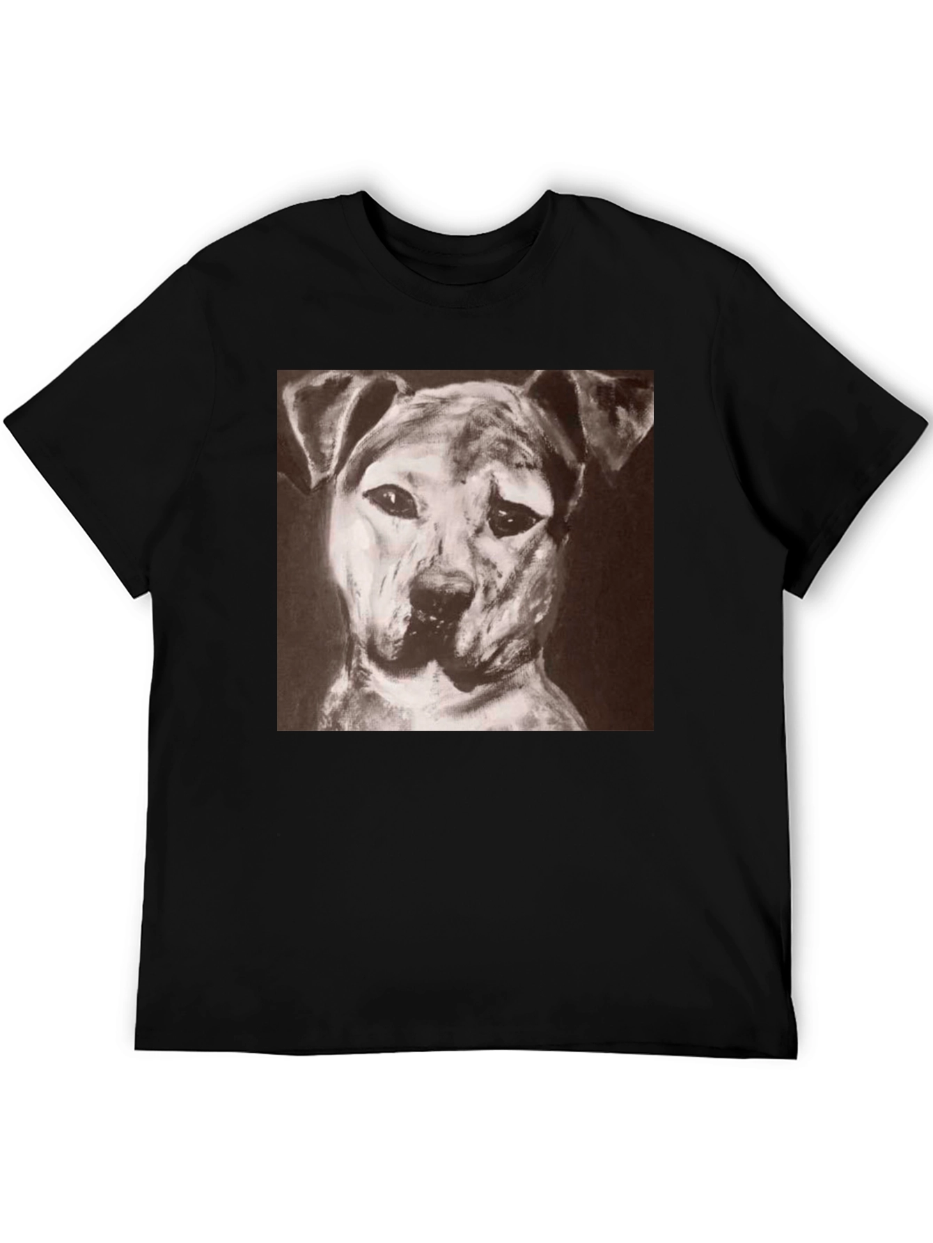 Black Dog Portrait Black T-Shirt - Artistic Graphic Tee view 5