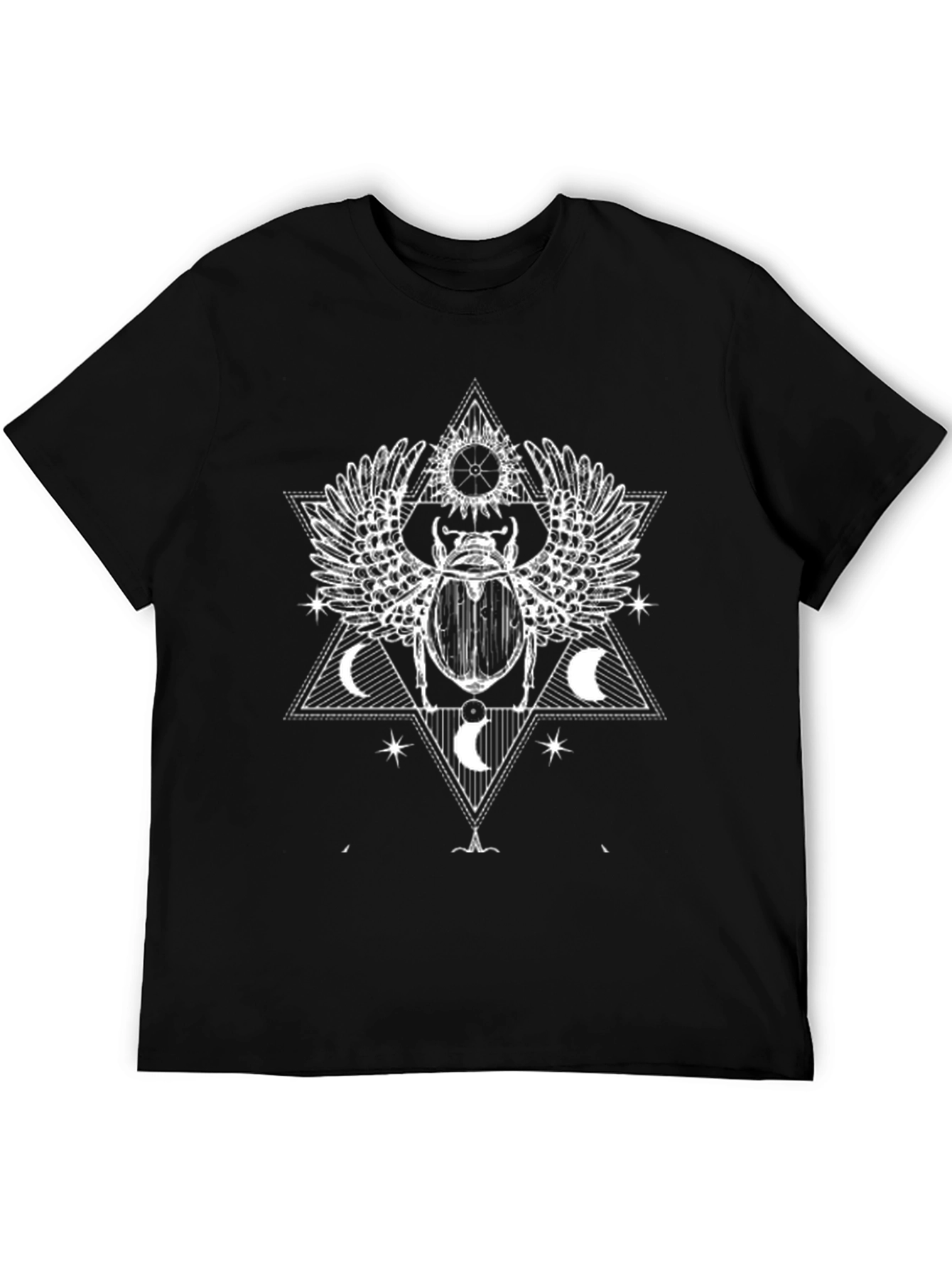 Black Black Egyptian Scarab Beetle Graphic Tee view 5