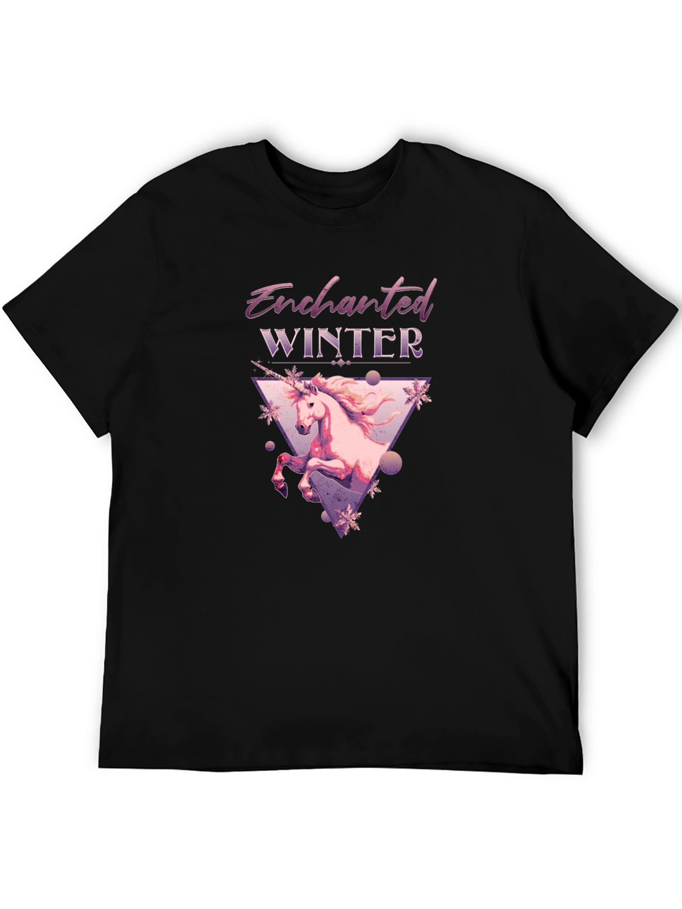 Black Enchanted Winter Unicorn Graphic Tee - Black view 5