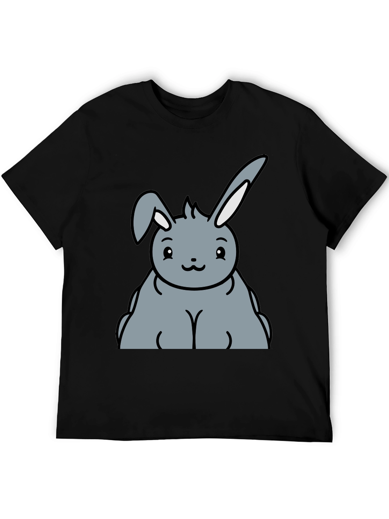 Black Cute Bunny Graphic Tee - Unisex Black T-Shirt view 5