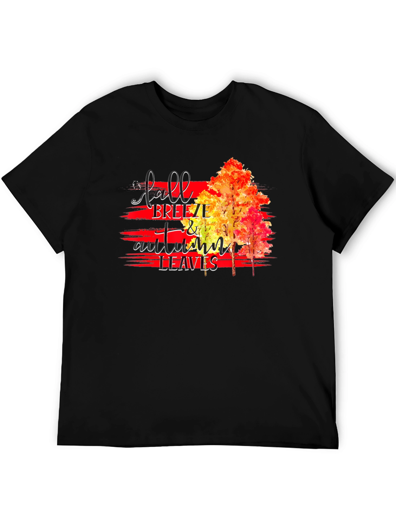 Black Fall Breeze & Autumn Leaves Graphic T-Shirt view 5