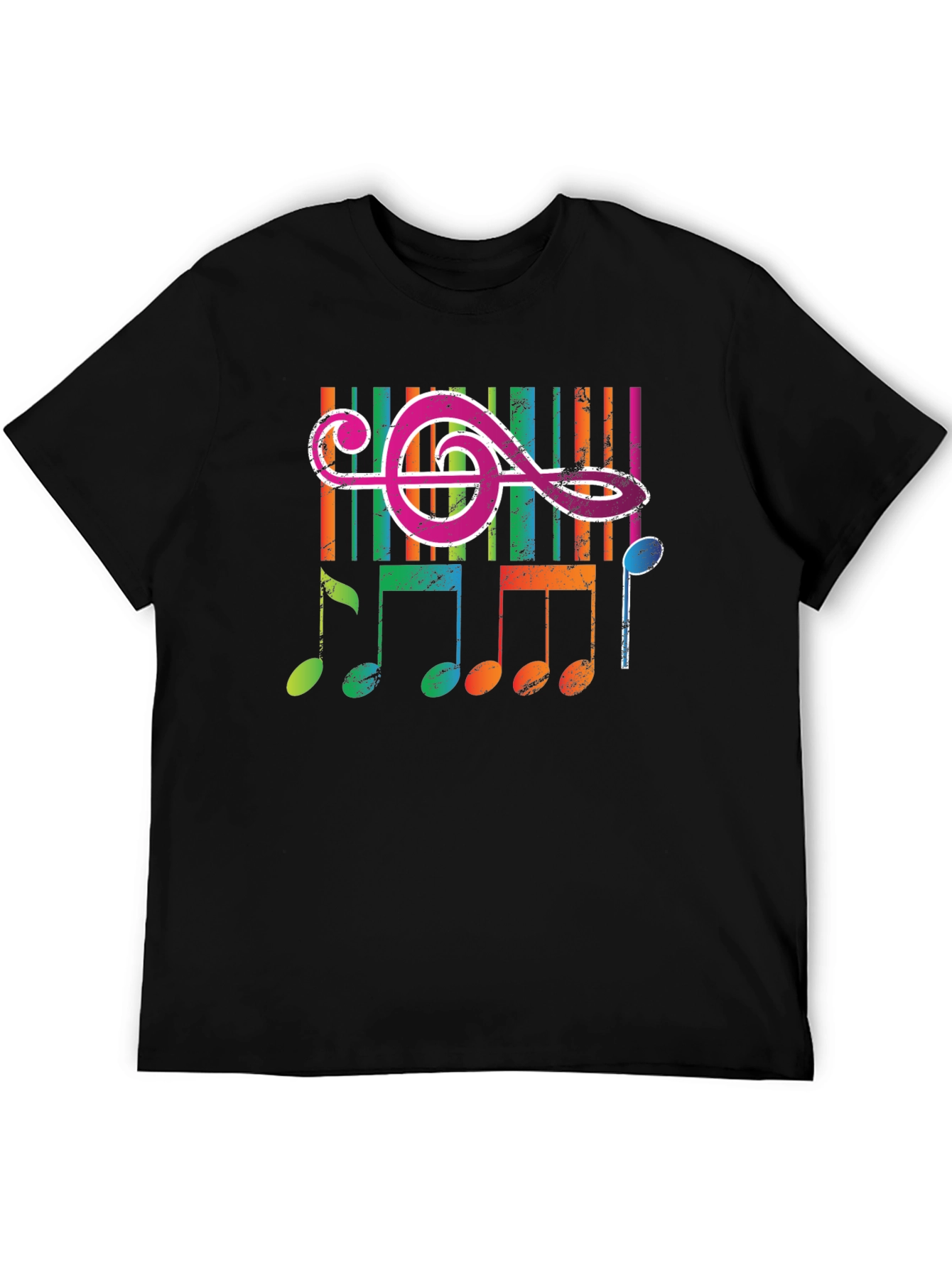 Black Colorful Music Notes Graphic T-Shirt view 5