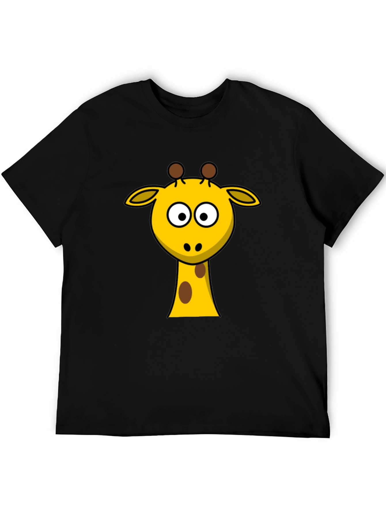 Black Cartoon Giraffe T-Shirt - Black Cotton Tee view 5