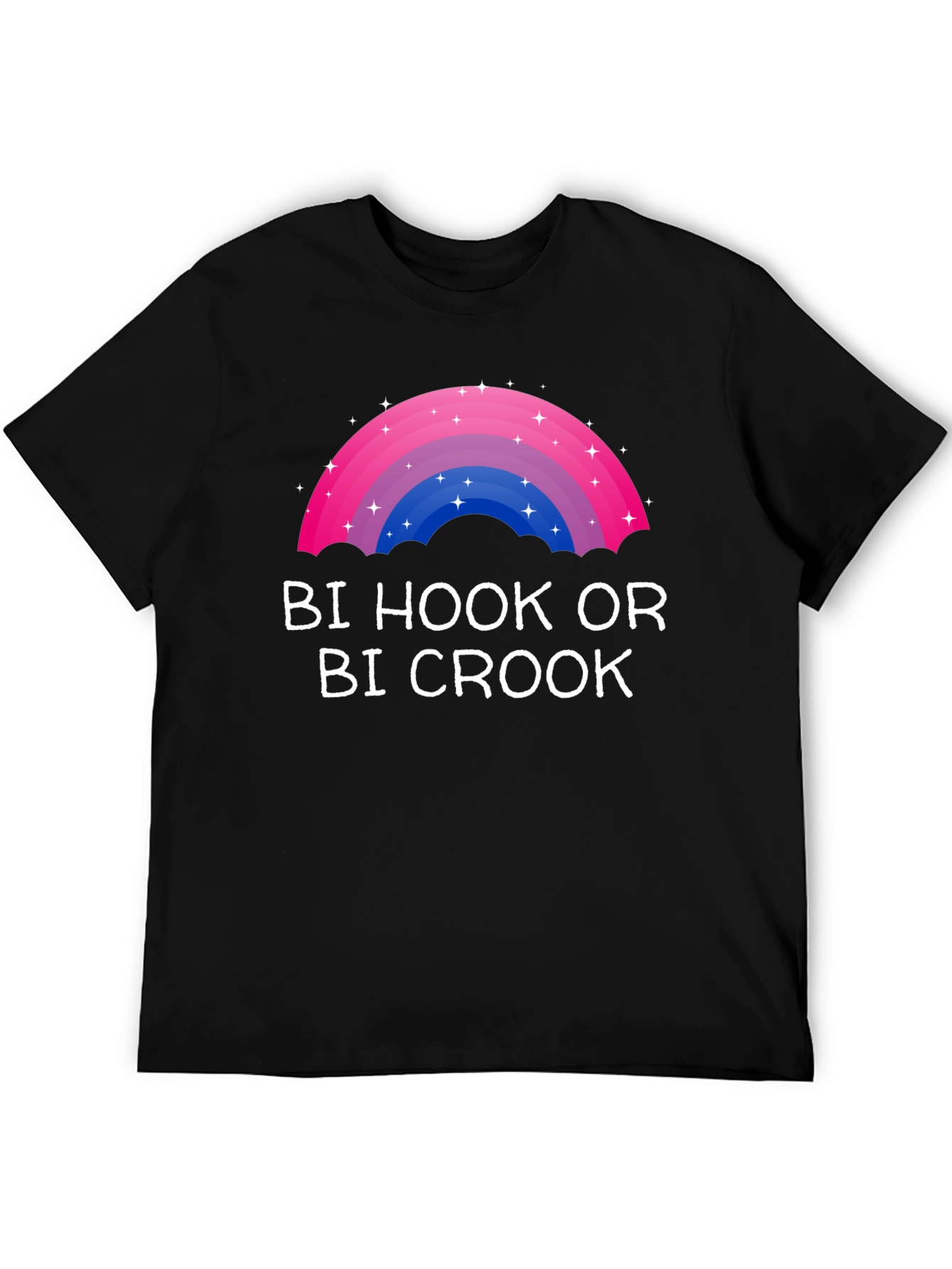 Black Bi Hook or Bi Crook T-Shirt - Bisexual Pride Rainbow view 5