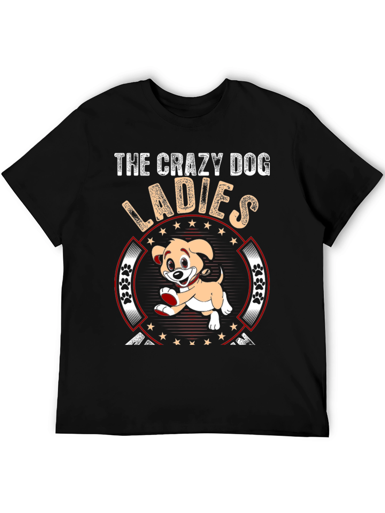 Black Crazy Dog Ladies T-Shirt - Novelty Graphic Tee view 5