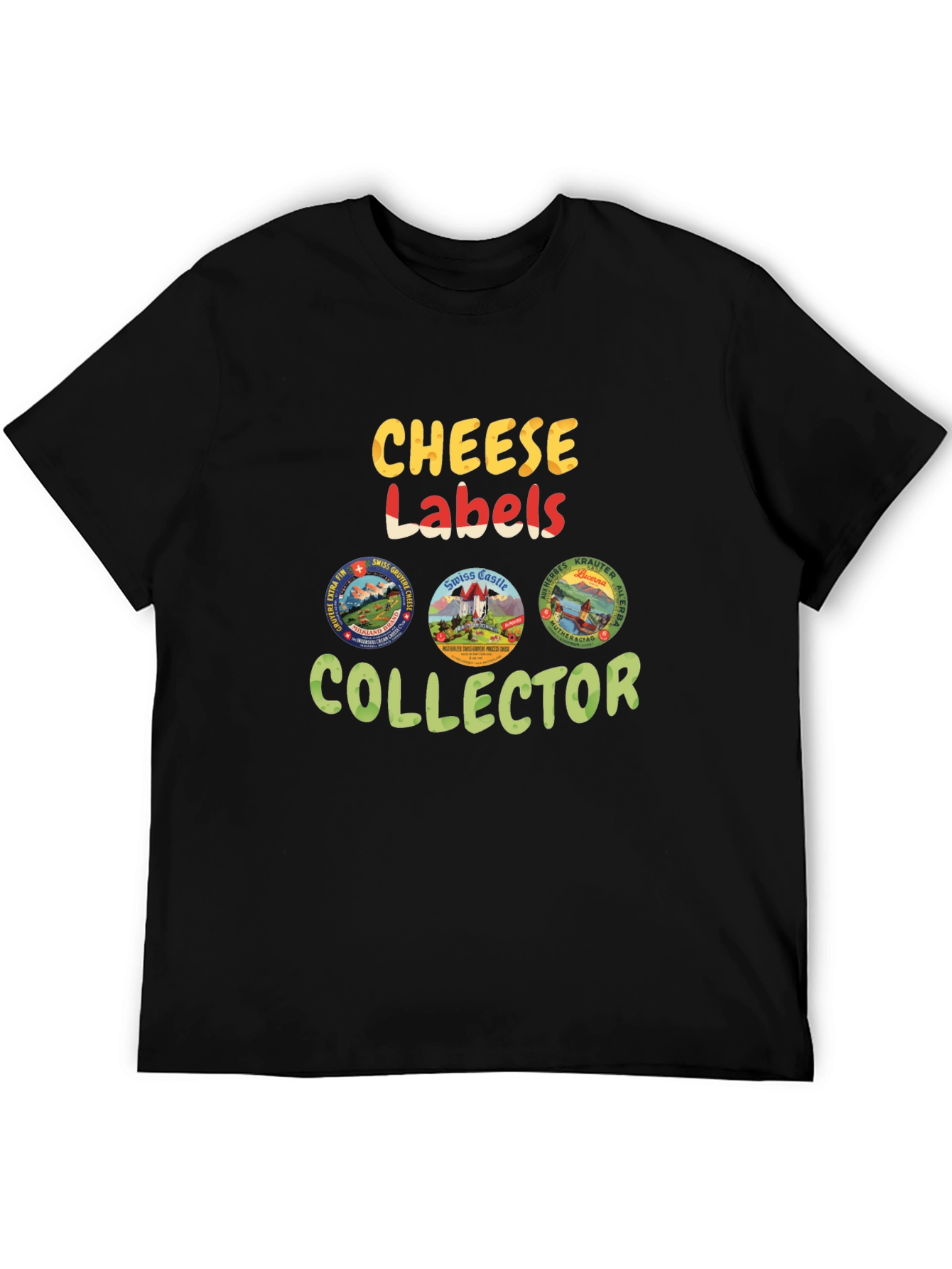 Black Cheese Labels Collector T-Shirt view 5