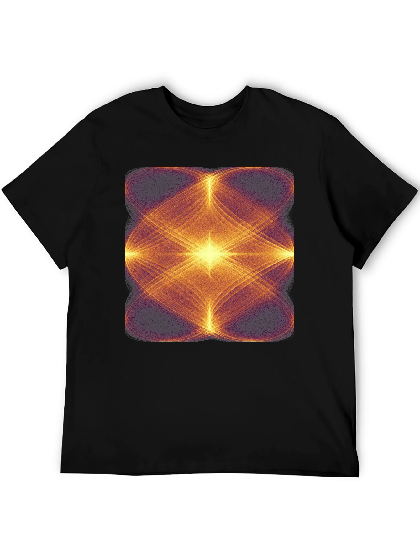 Black Geometric Light Pattern Black Tee view 5