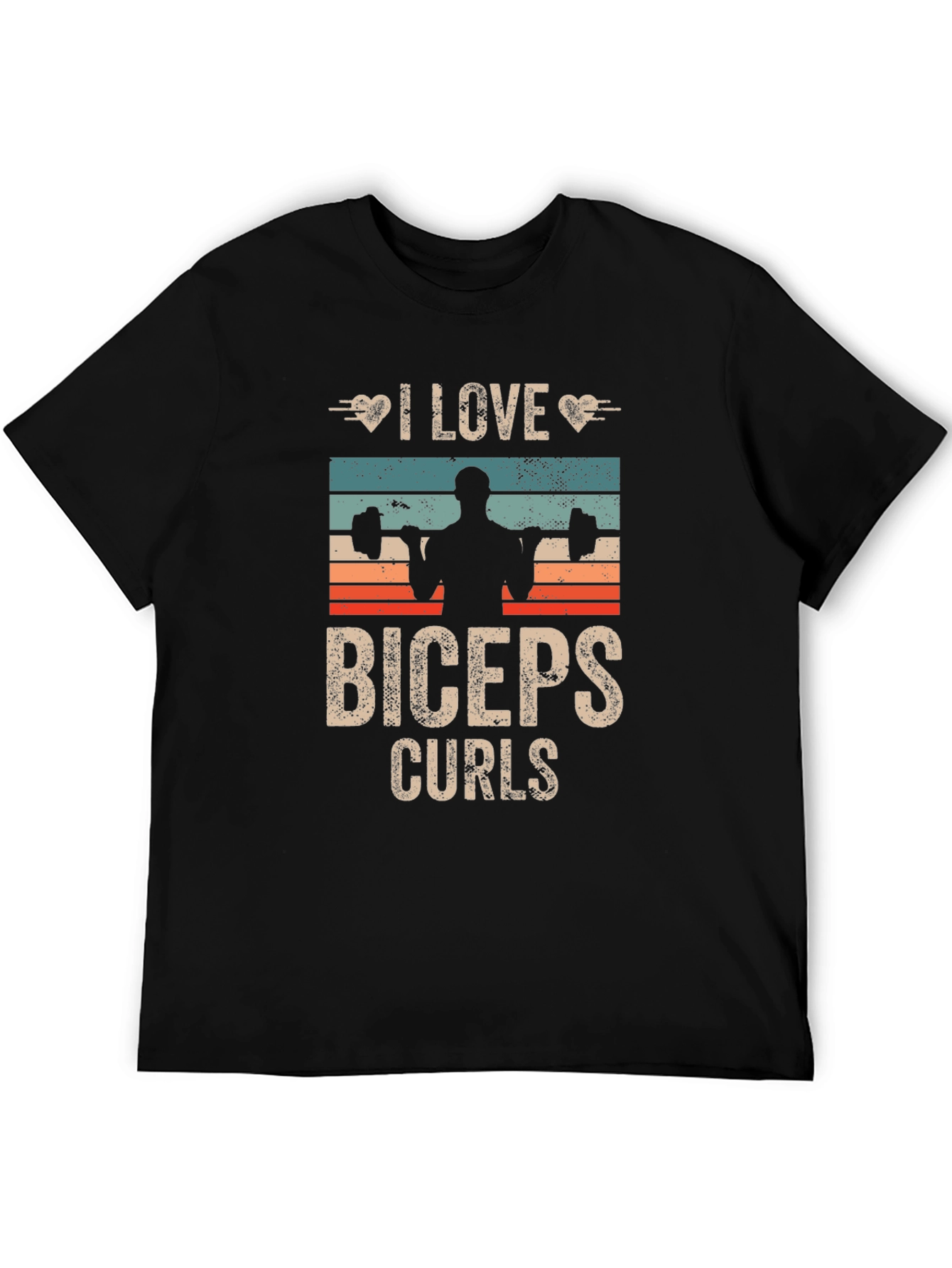 Black I Love Biceps Curls Graphic T-Shirt view 5