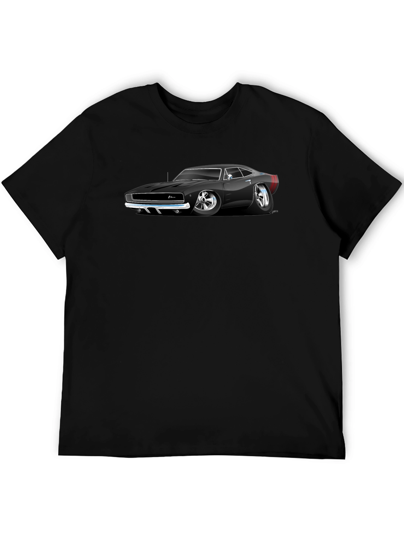 Black Classic Car Graphic Black T-Shirt view 5