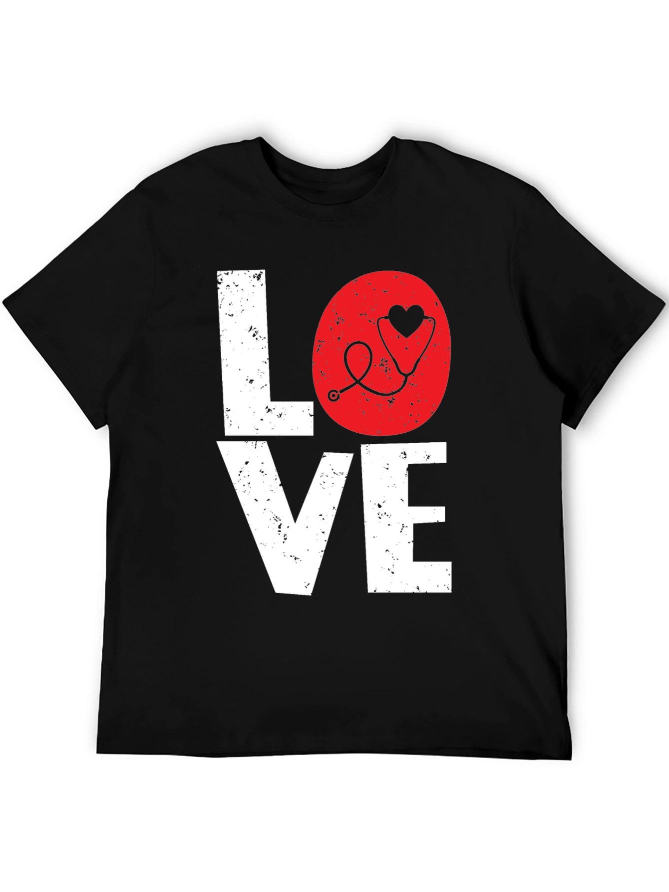 Black Love Nurse Stethoscope Heart Graphic Tee view 5