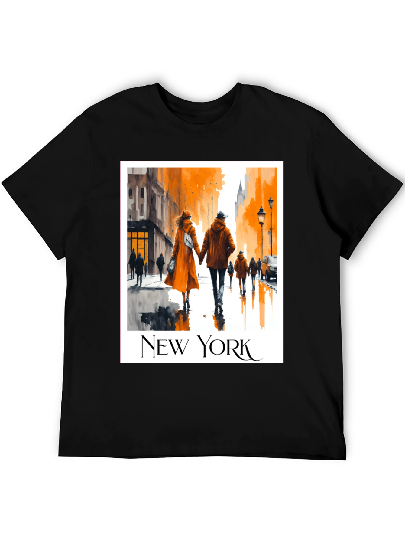Black New York City Couple T-Shirt view 5
