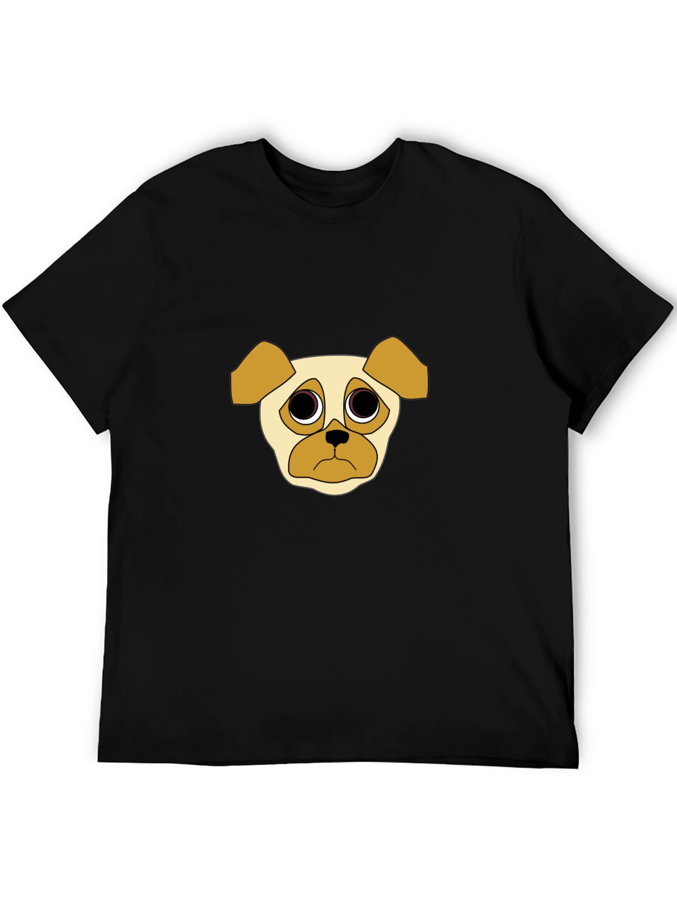 Black Sad Pug Graphic Tee - Black Cotton Casual T-Shirt view 5