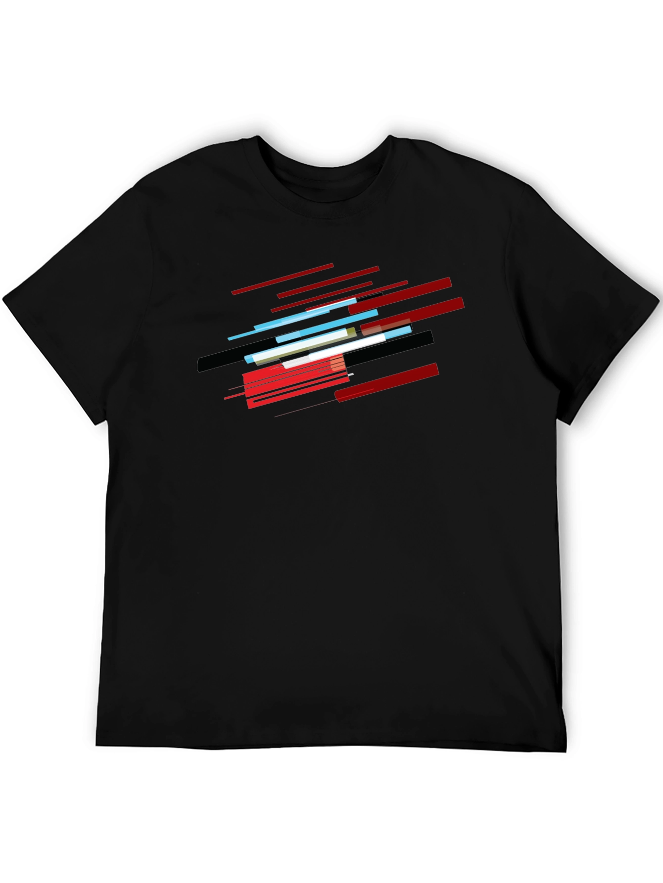 Black Abstract Lines Graphic Black T-Shirt view 5