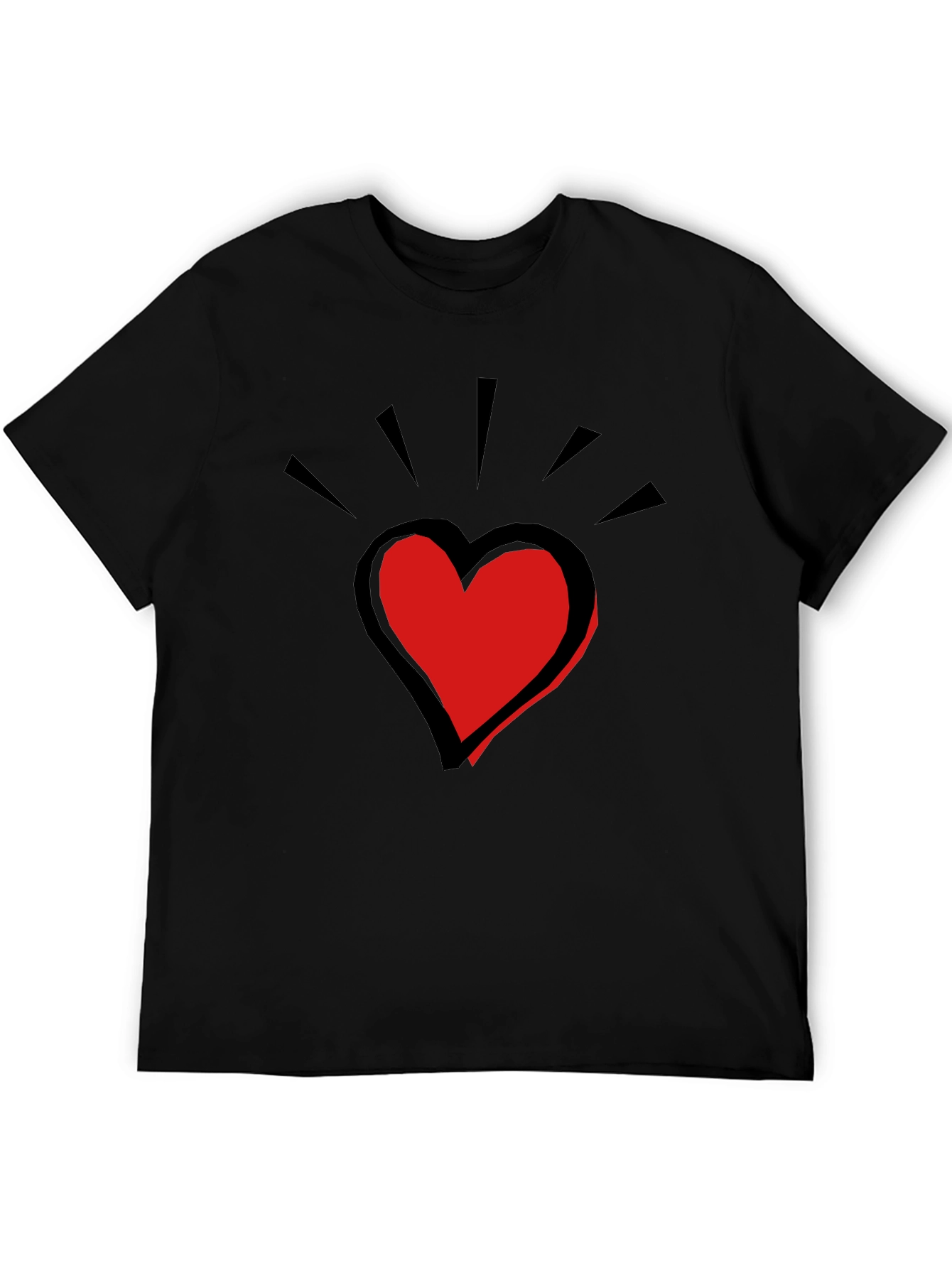 Black Heart Graphic Tee - Men's Black Casual Shirt view 5