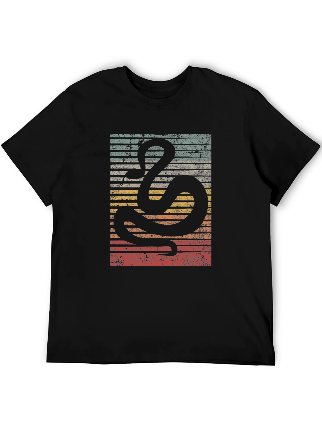 Black Retro Snake Graphic Tee - Vintage Style Comfort view 5