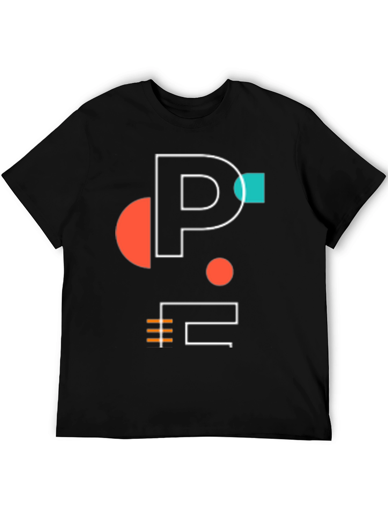 Black Modern Graphic Tee - Geometric P Design view 5