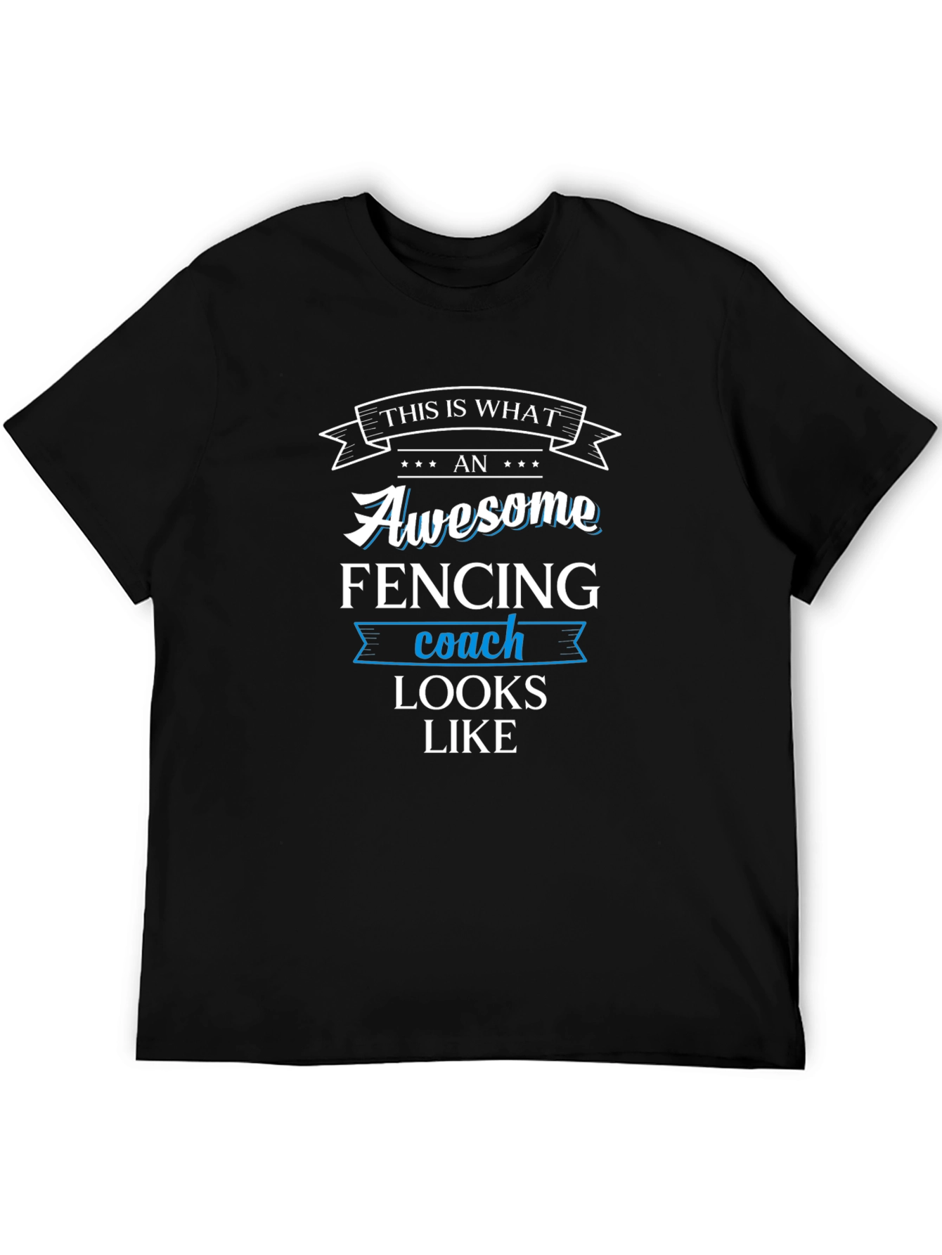 Black Awesome Fencing Coach Graphic T-Shirt view 5