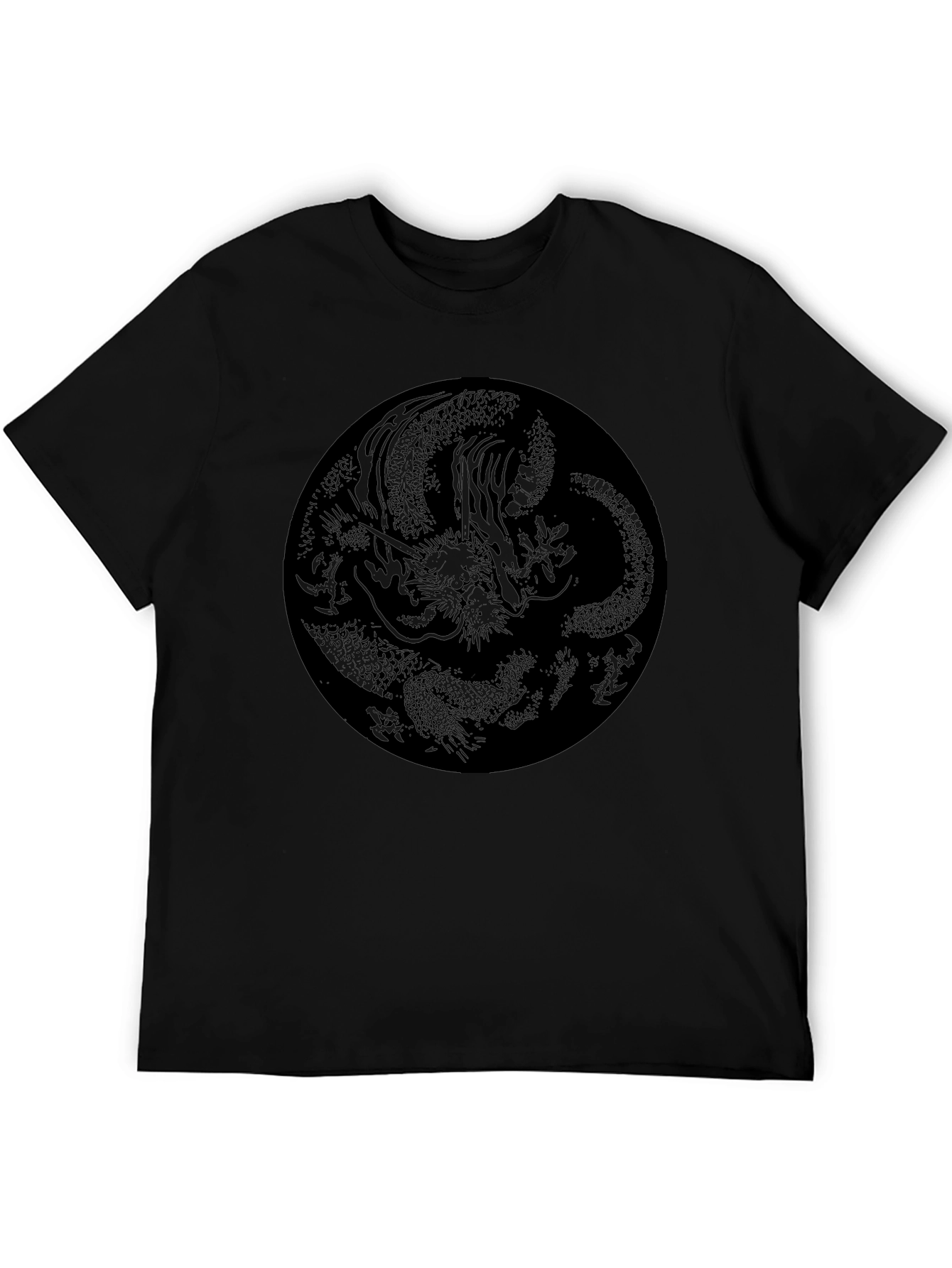Black Dragon Circle Graphic Black T-Shirt view 5