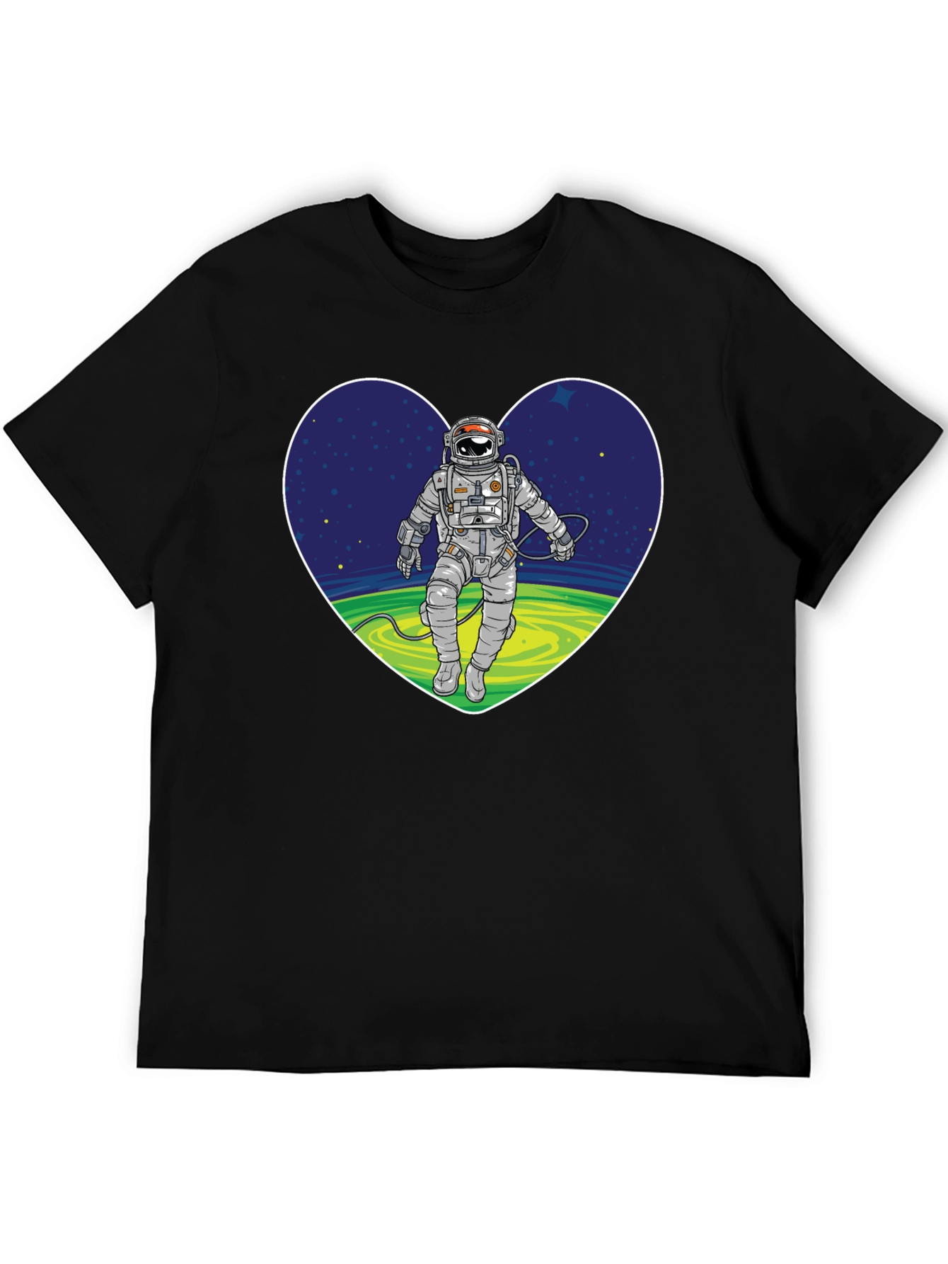 Black Astronaut in Heart Graphic T-Shirt view 5