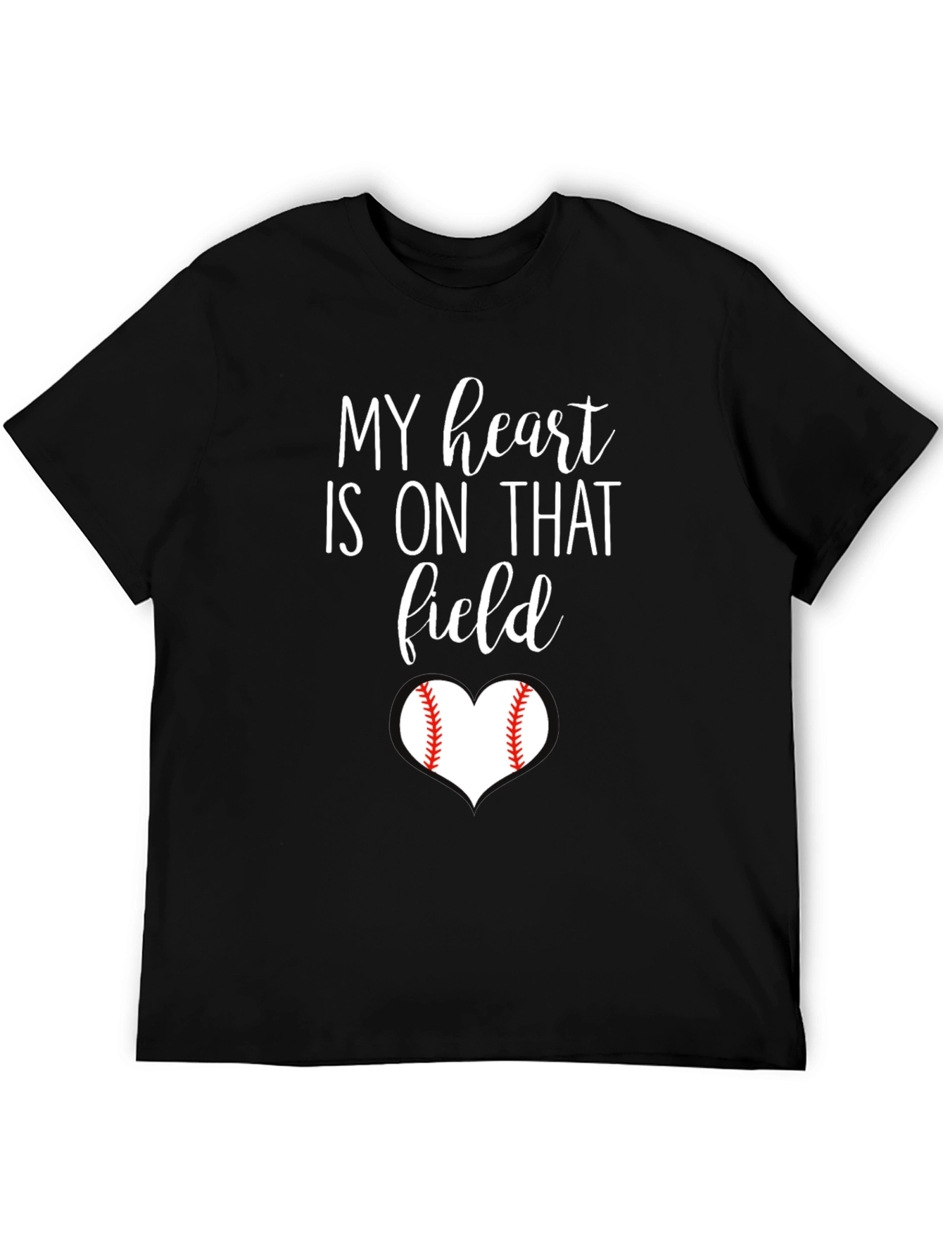 Black My Heart is On That Field Baseball T-Shirt view 5
