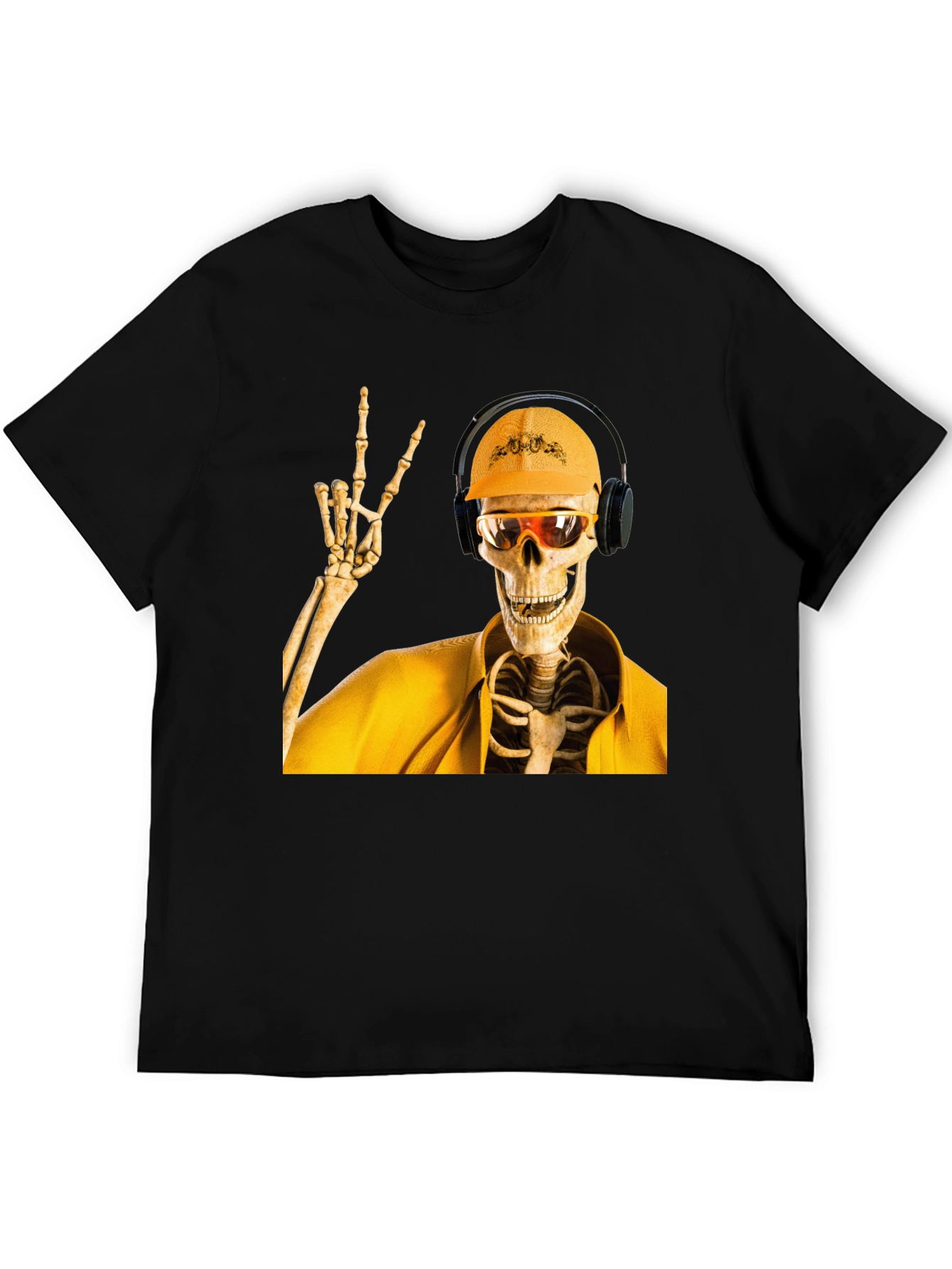 Black Construction Skeleton Graphic T-Shirt view 5