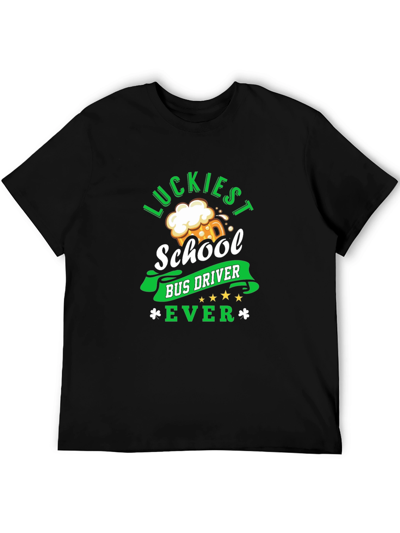 Black Luckiest School Bus Driver Ever St. Patrick's Day T-Shirt view 5