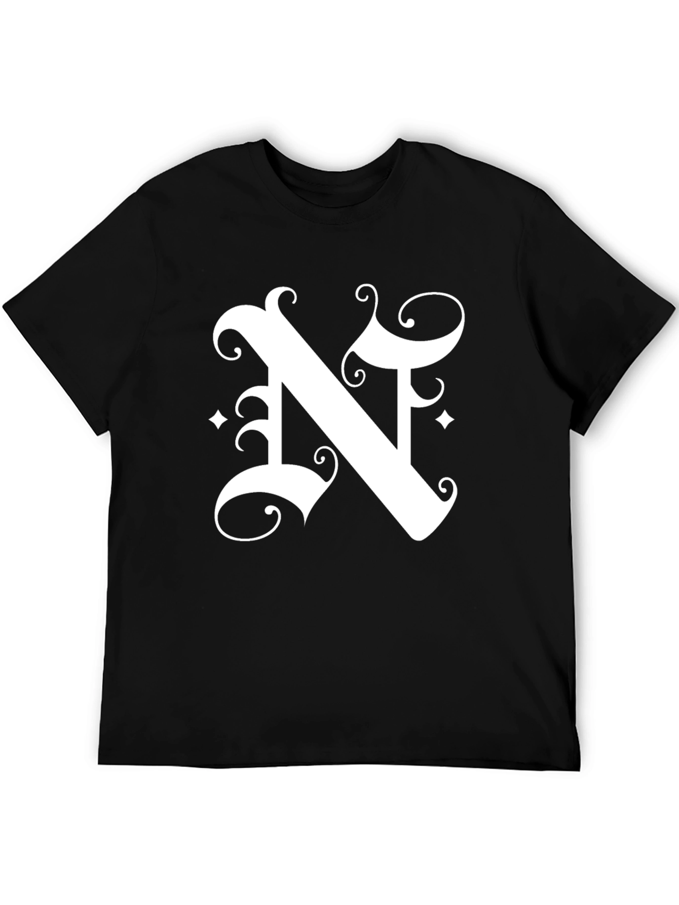 Black Letter N Graphic Tee - Black Cotton Blend Shirt view 5