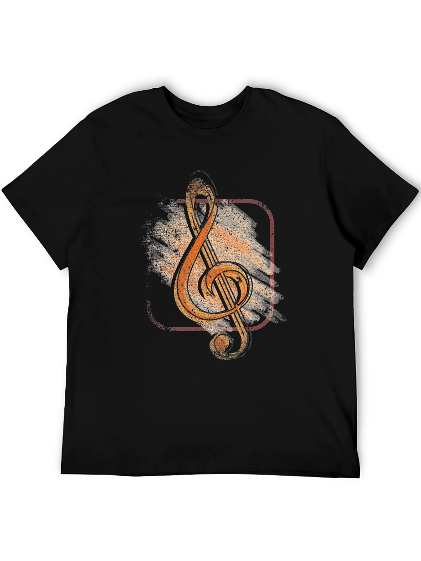 Black Vintage Music Treble Clef Graphic T-Shirt view 5