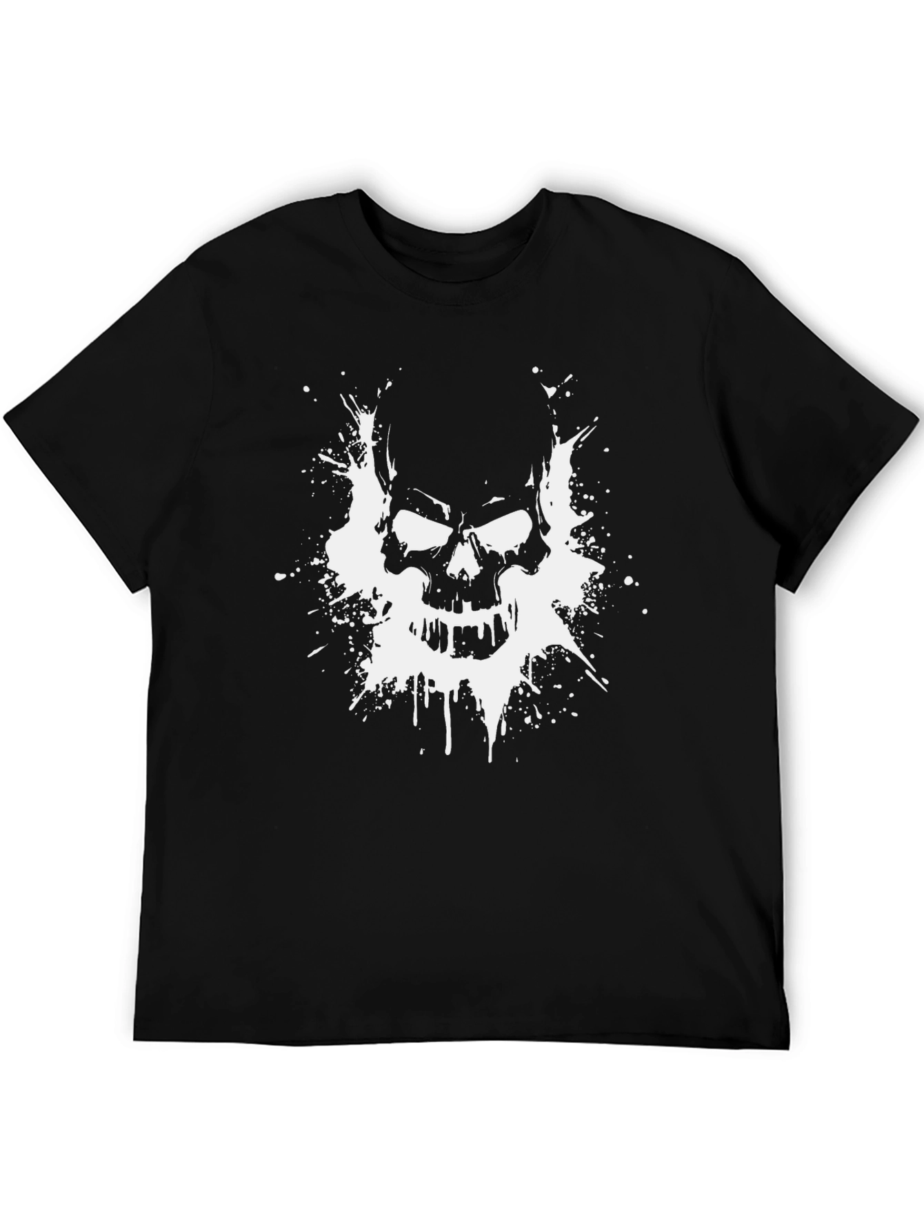 Black Skull Splatter Graphic Tee - Black view 5