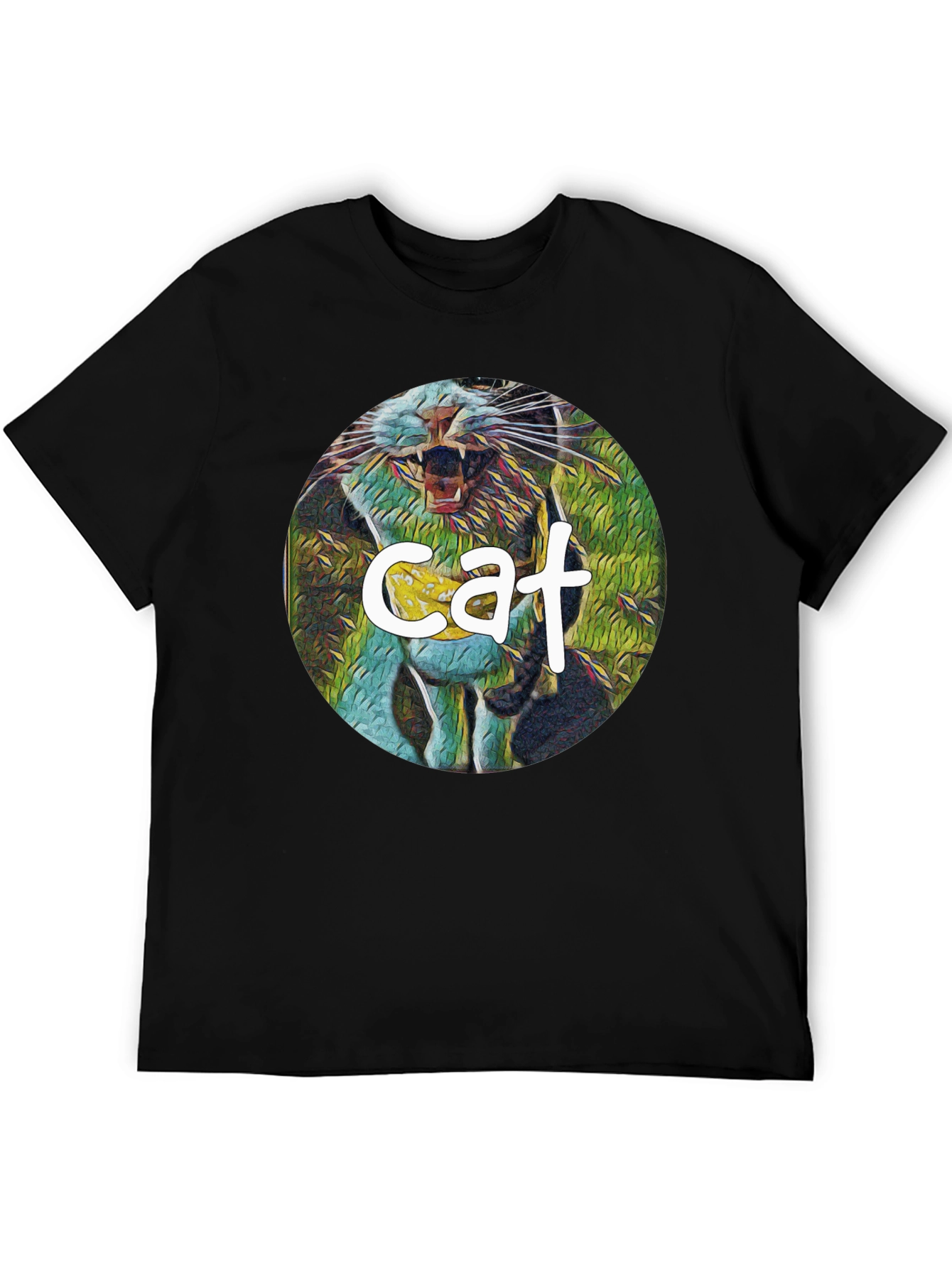 Black Cat Graphic Print Black T-Shirt view 5