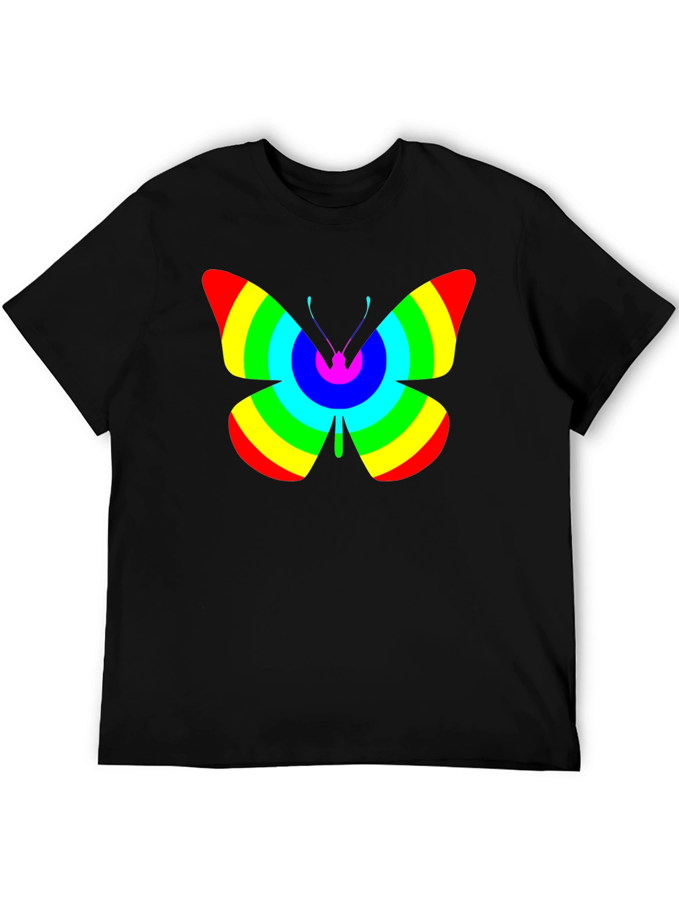 Black Rainbow Butterfly Graphic Black T-Shirt view 5