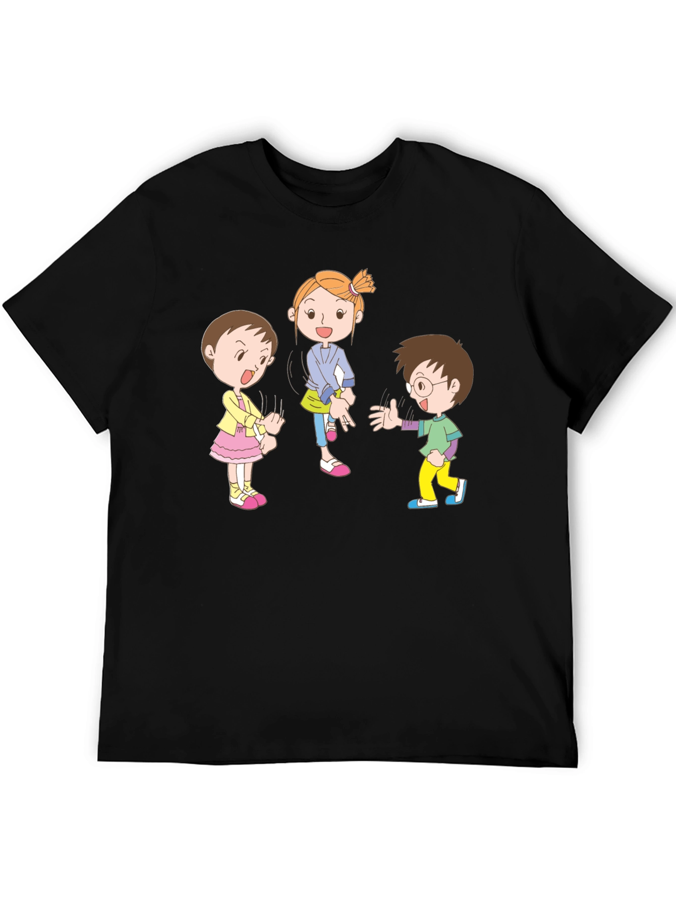 Black Cartoon Kids Black Cotton Graphic Tee view 5