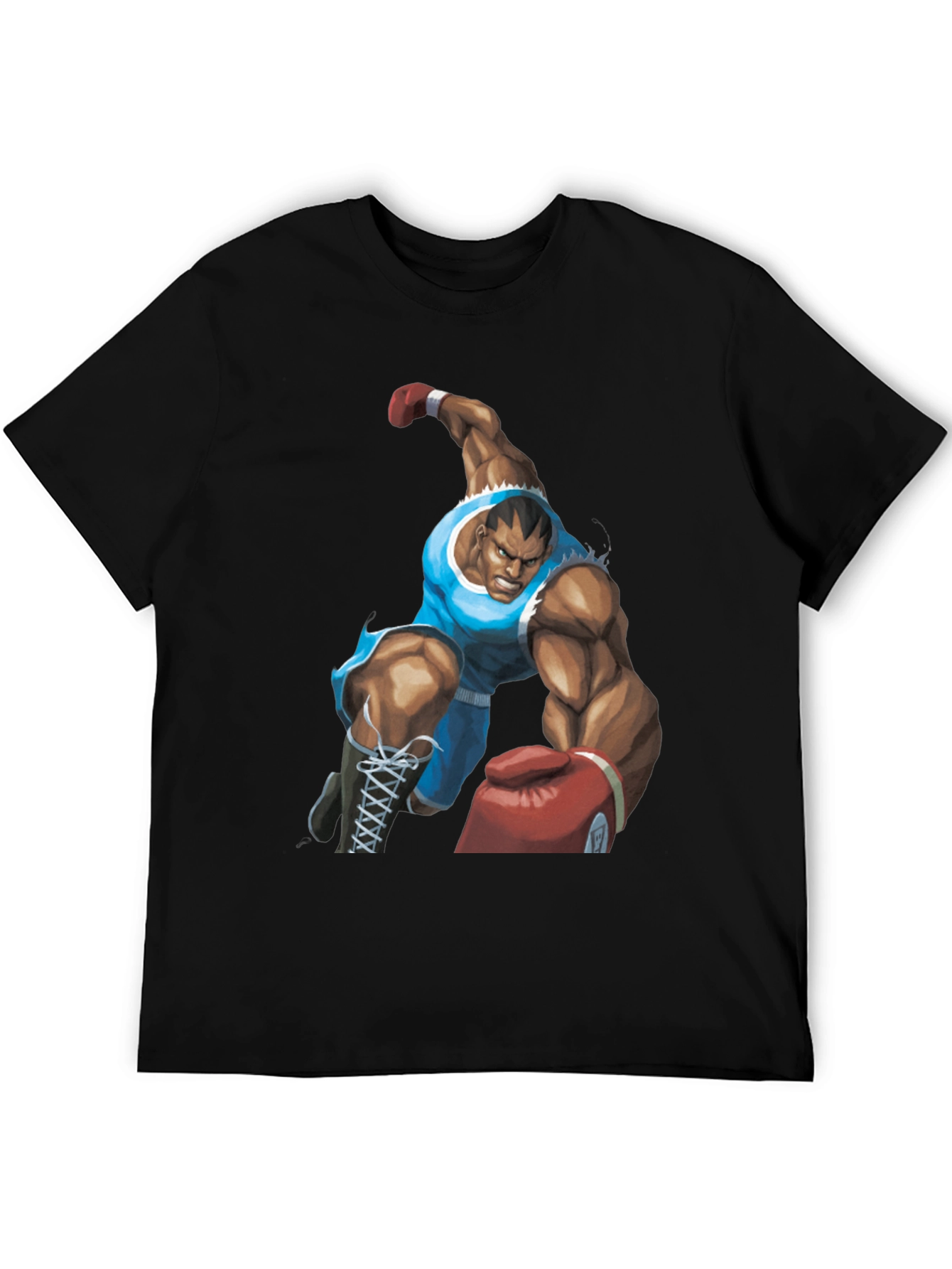 Black Bald Boxer Punch Out Style Black T-Shirt view 5