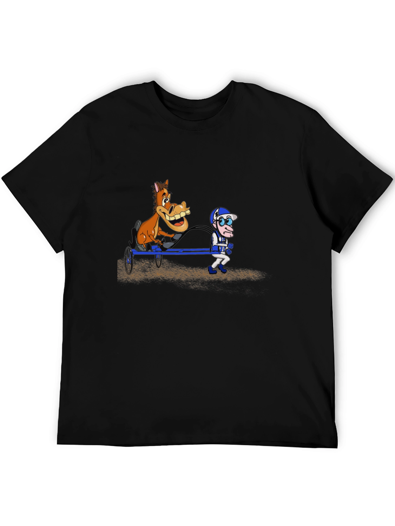Black Cartoon Horse & Jockey Black T-Shirt view 5