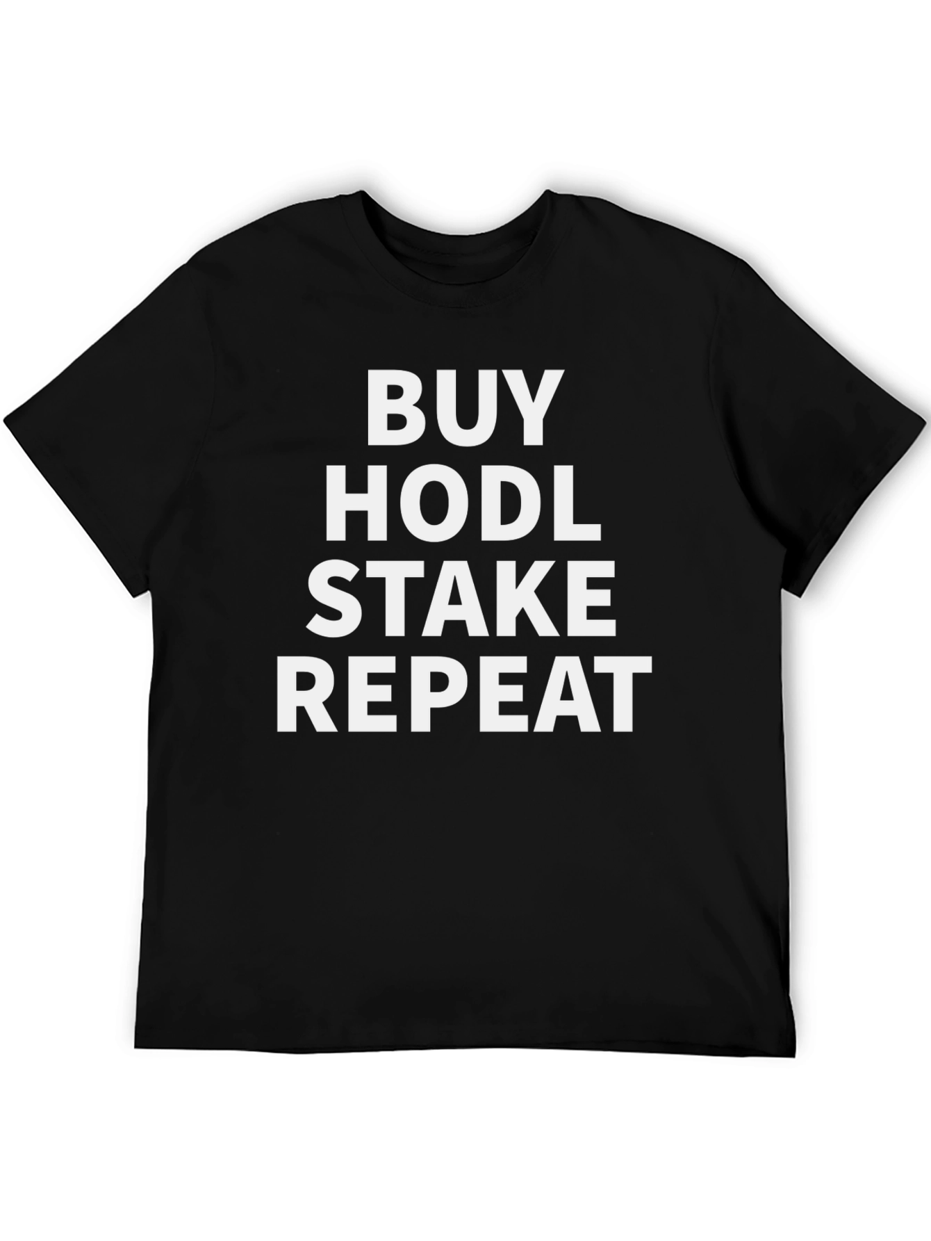 Black Buy HODL Stake Repeat Crypto T-Shirt view 5