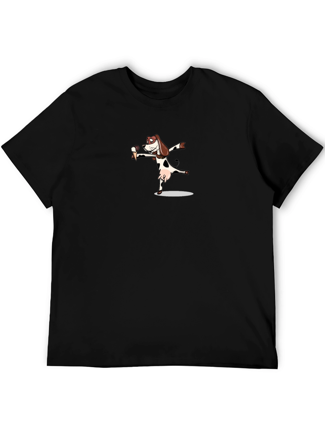 Black Funny Dab Cow Dog Black T-Shirt view 5
