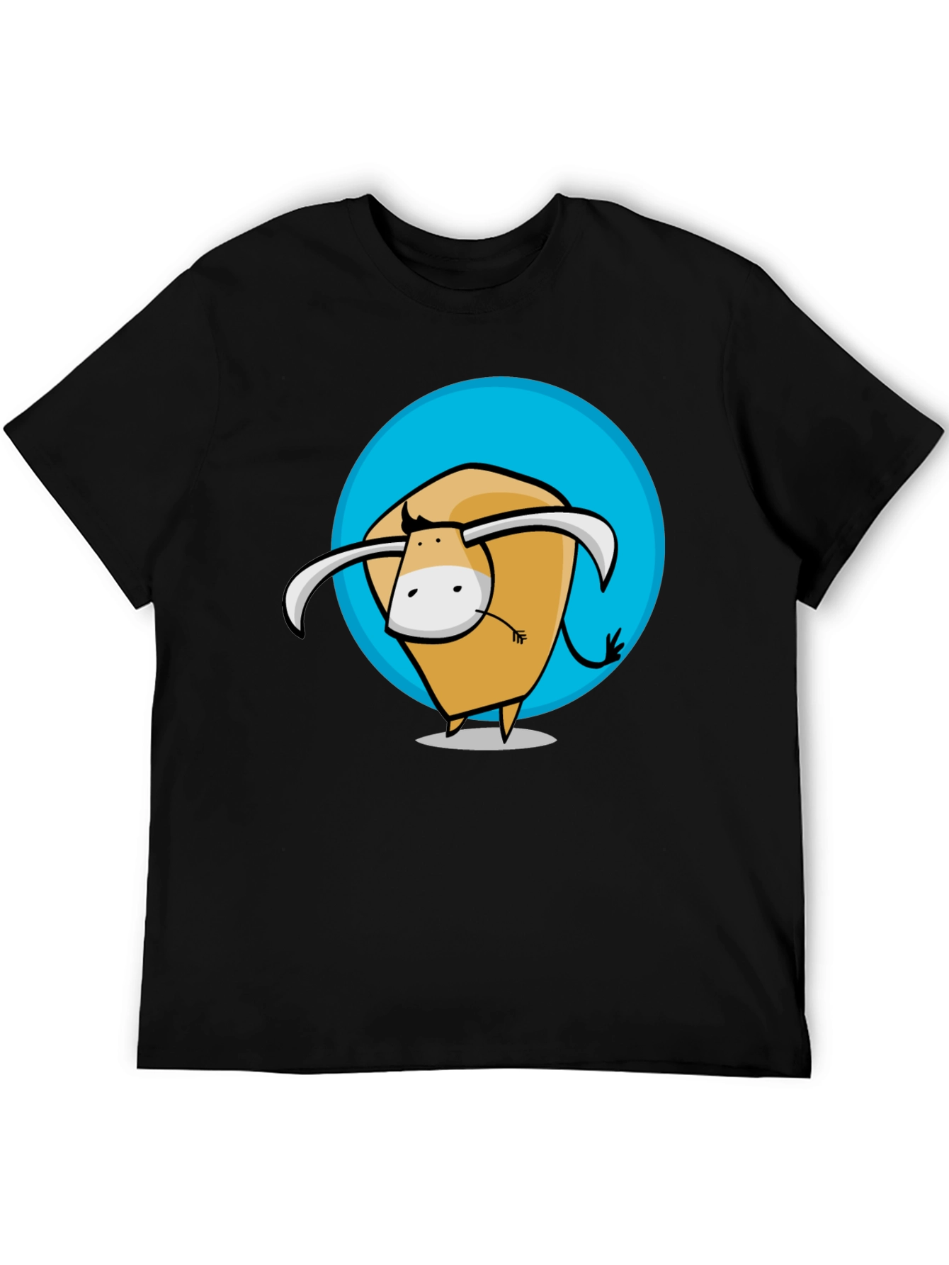 Black Cartoon Bull Graphic Tee - Stylish Men's Black T-Shirt view 5