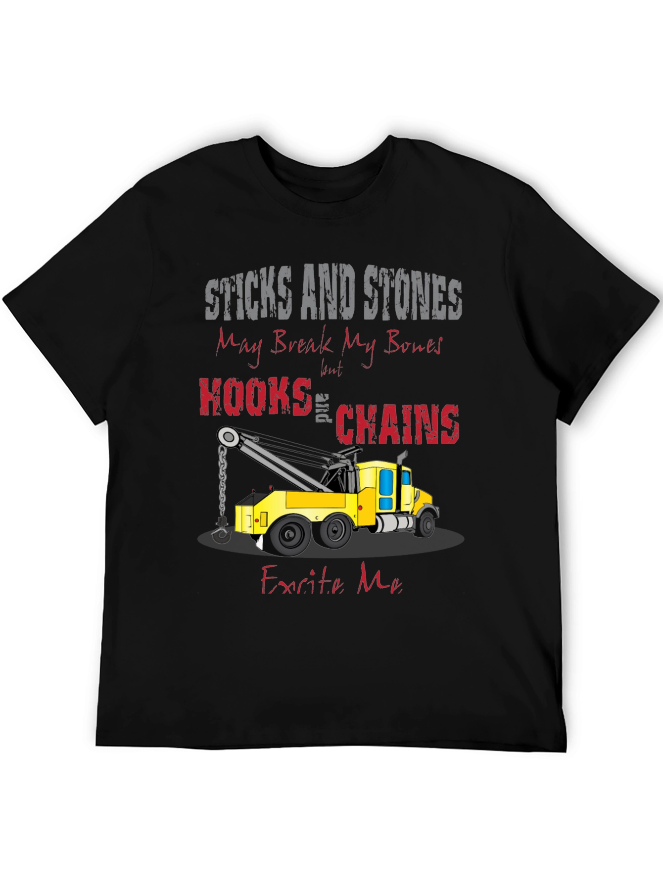 Black Sticks and Stones Tow Truck T-Shirt view 5