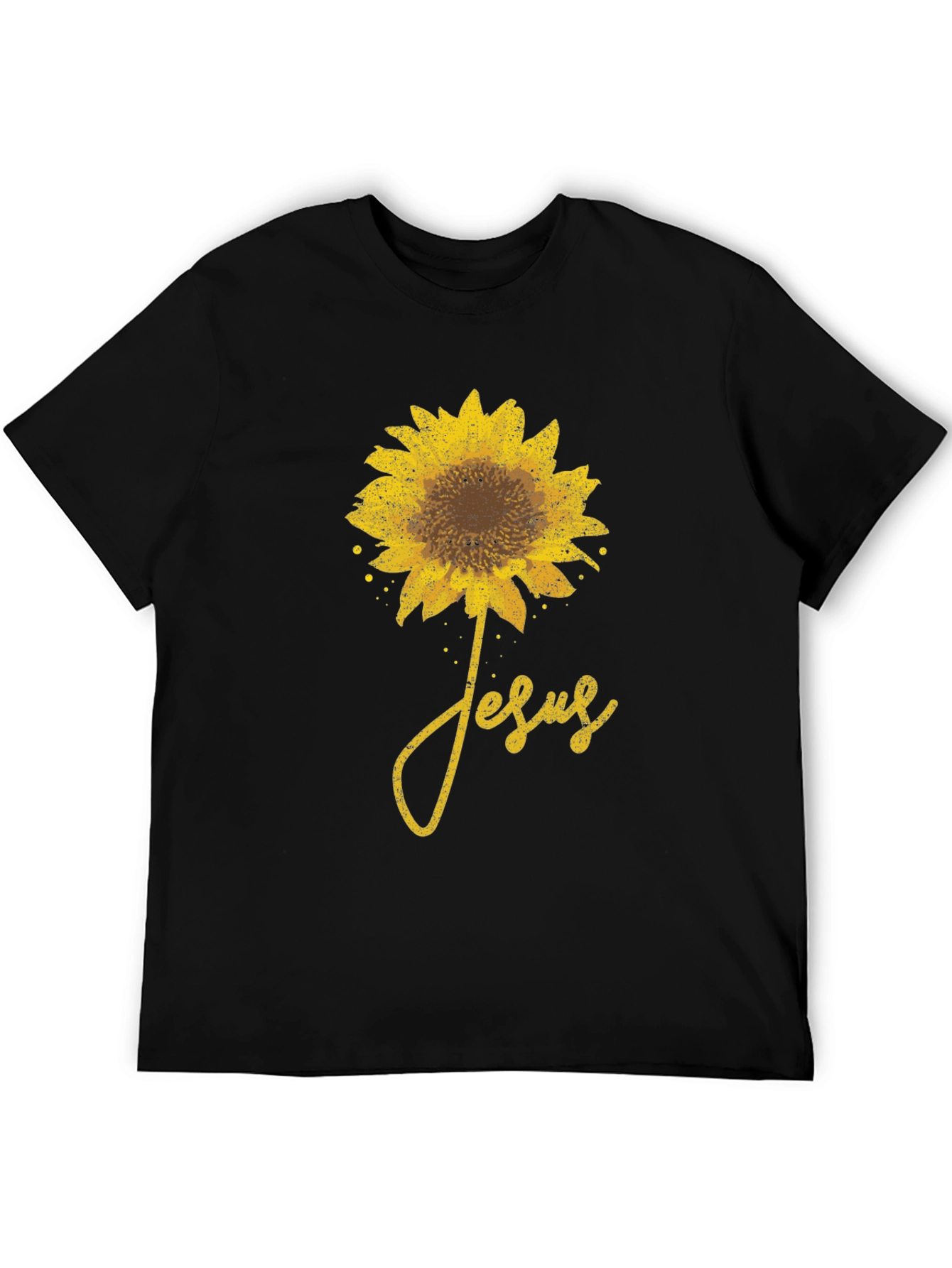 Black Sunflower Jesus Graphic T-Shirt view 5