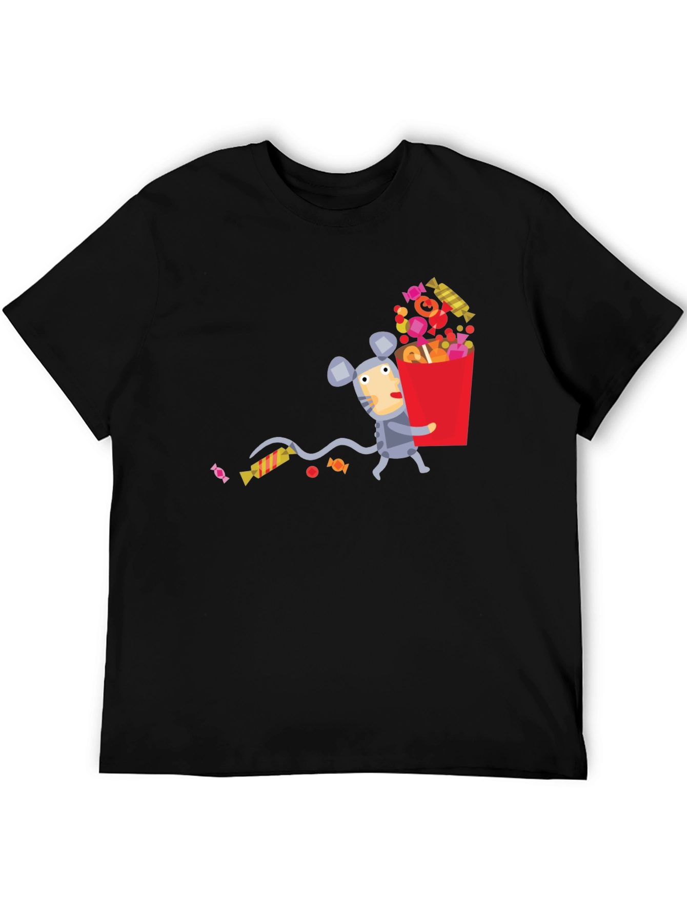 Black Candy Mouse Graphic Tee - Unisex Black T-Shirt view 5
