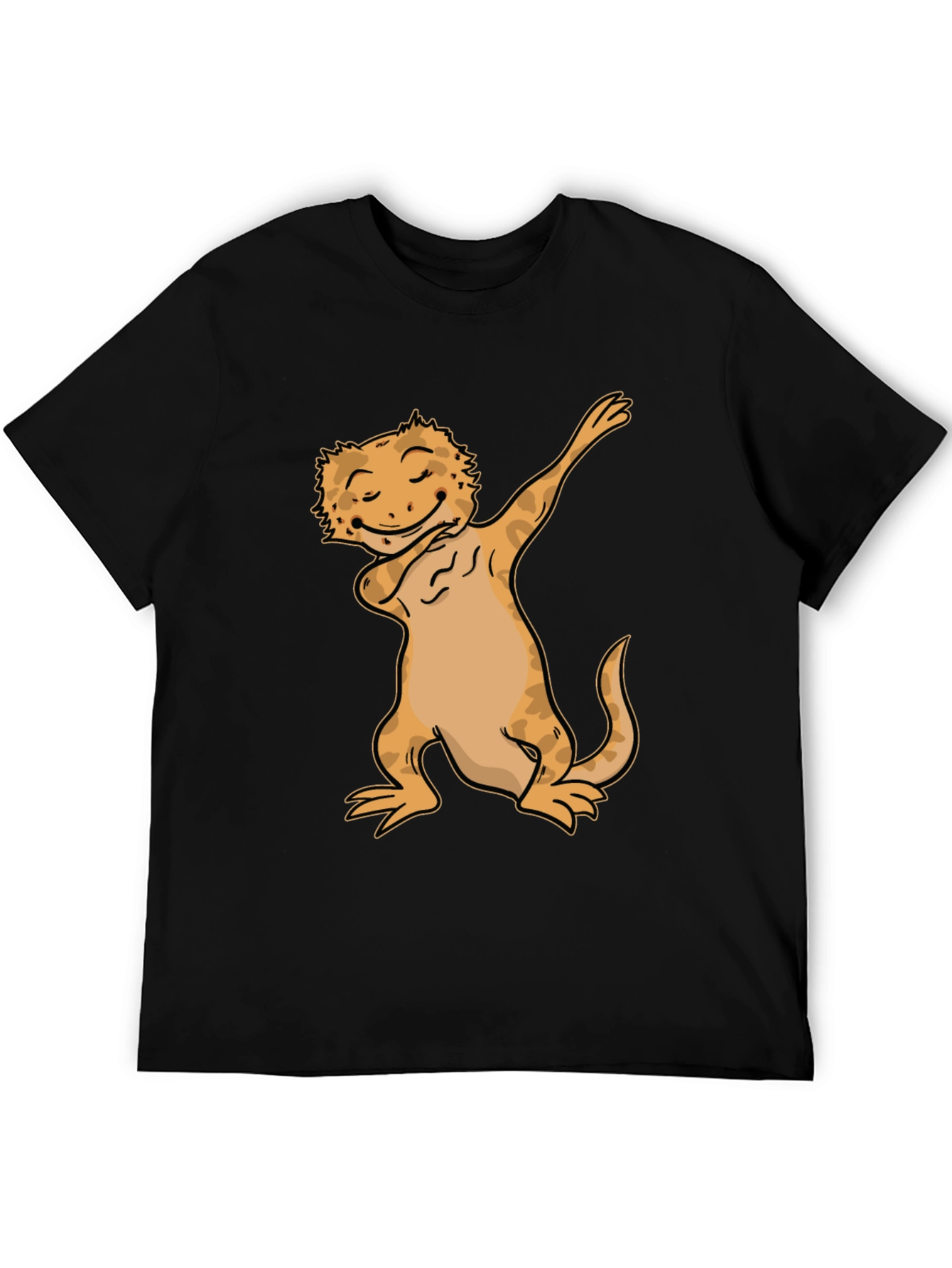 Black Dabbing Bearded Dragon Black T-Shirt view 5