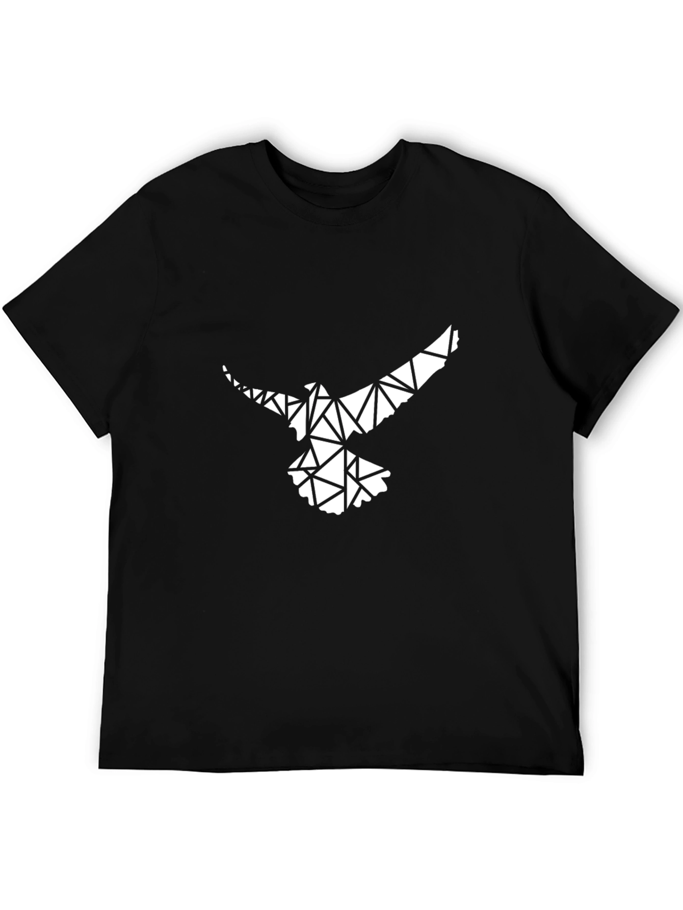 Black Geometric Bird Graphic Print T-Shirt - Black view 5