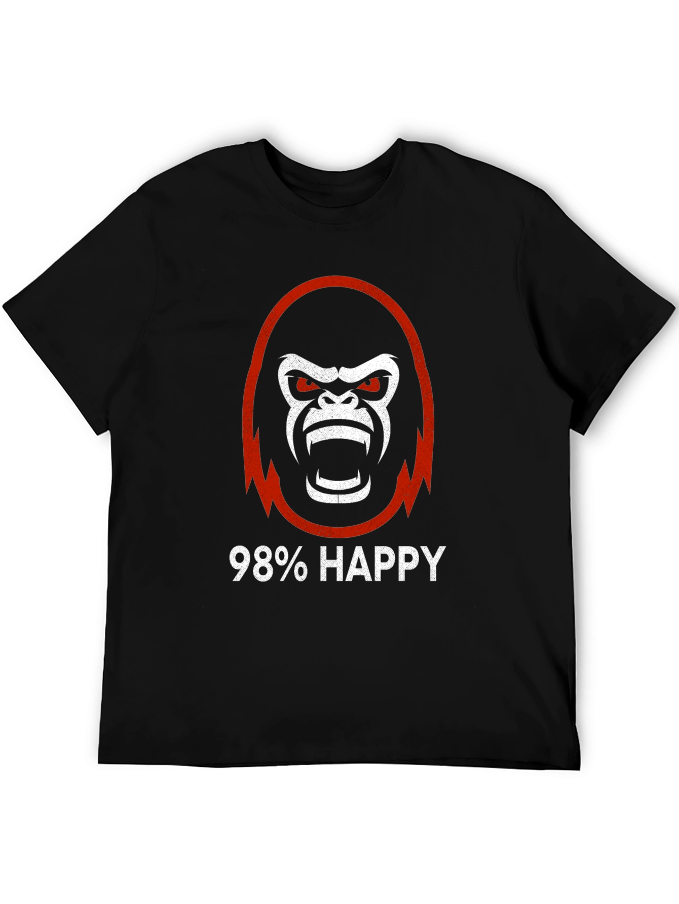 Black 98% Happy Gorilla Graphic Tee - Black view 5
