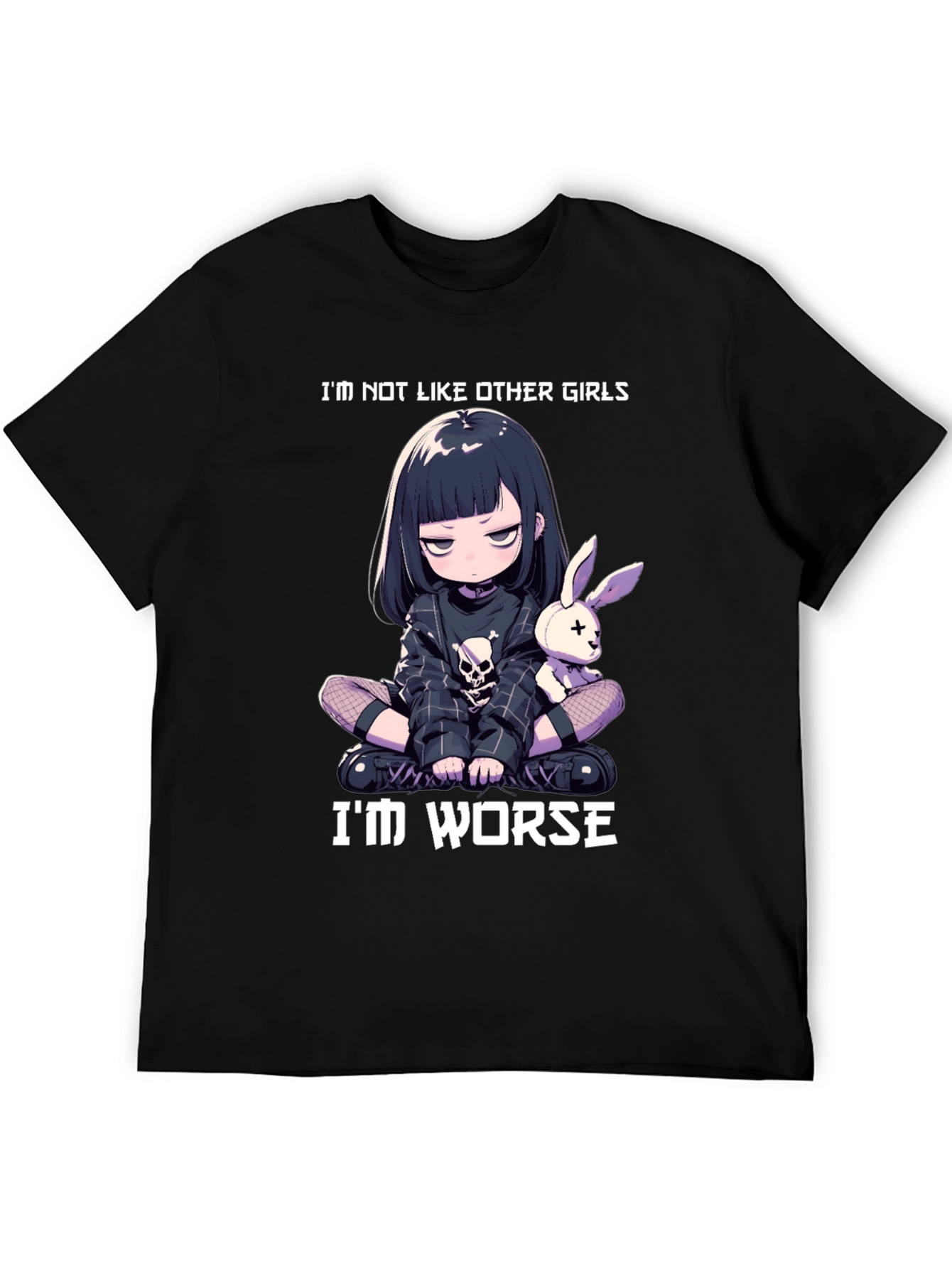 Black Edgy Anime Girl T-Shirt - I'm Not Like Other Girls - I'm Worse view 5