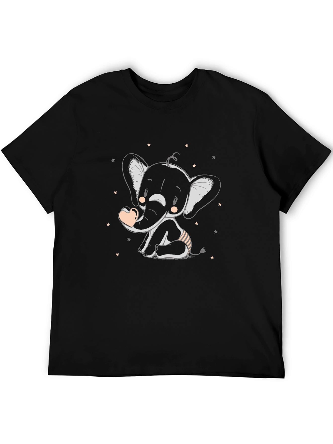 Black Cute Elephant Graphic Tee - Black view 5
