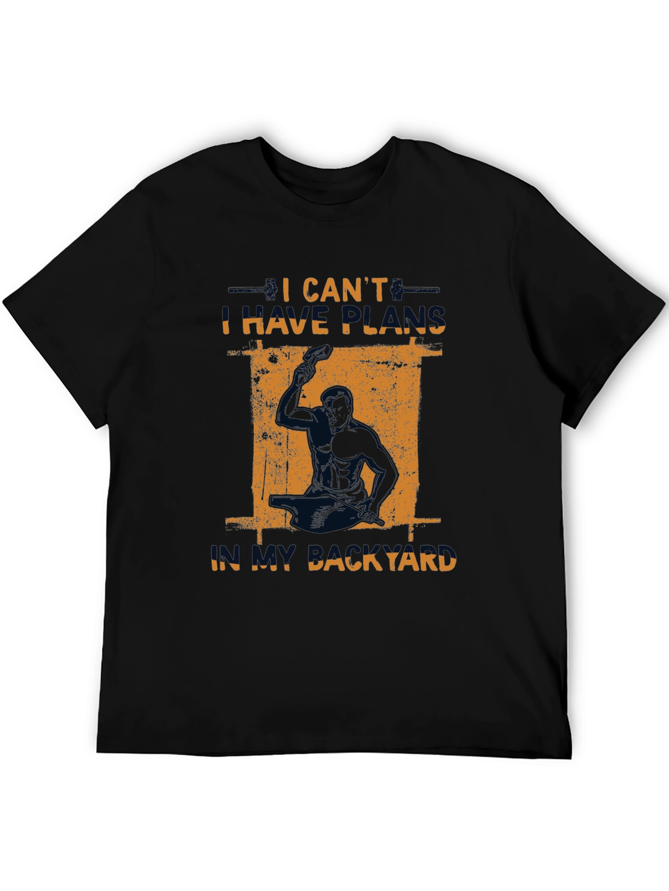 Black I Can't I Have Plans In My Backyard T-Shirt view 5
