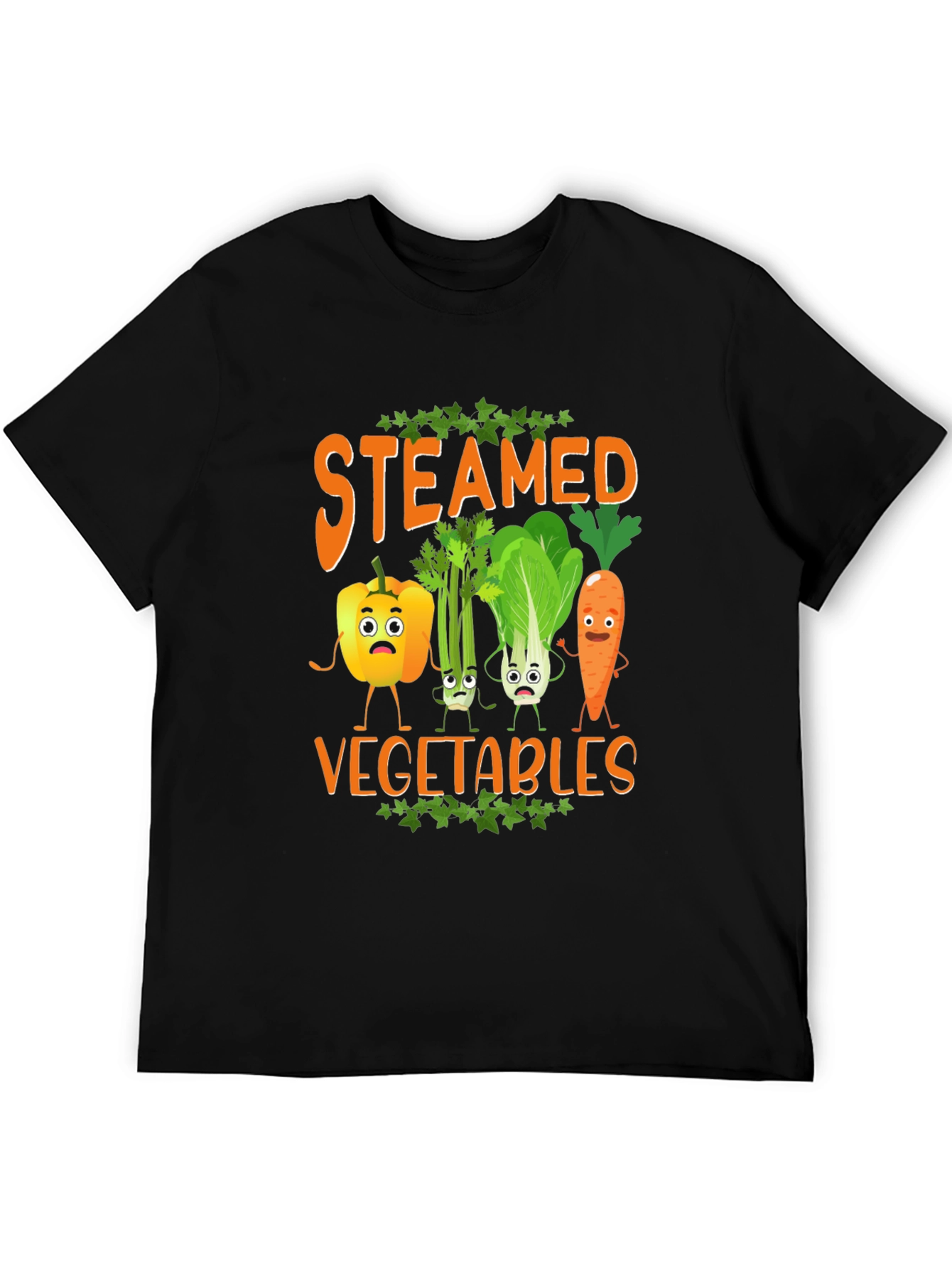 Black Steamed Vegetables Graphic T-Shirt view 5