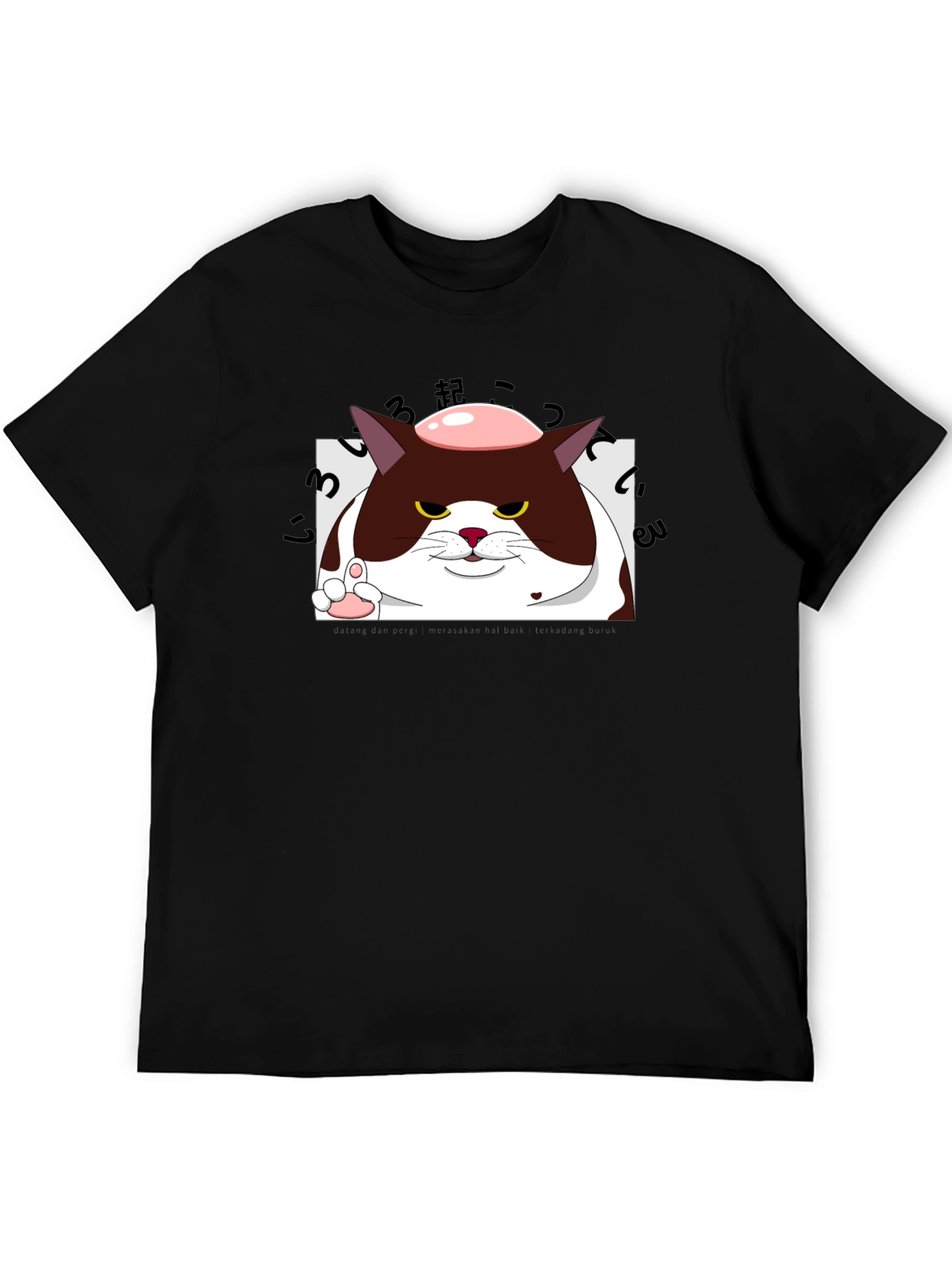 Black Grumpy Cat Pink Donut T-Shirt view 5